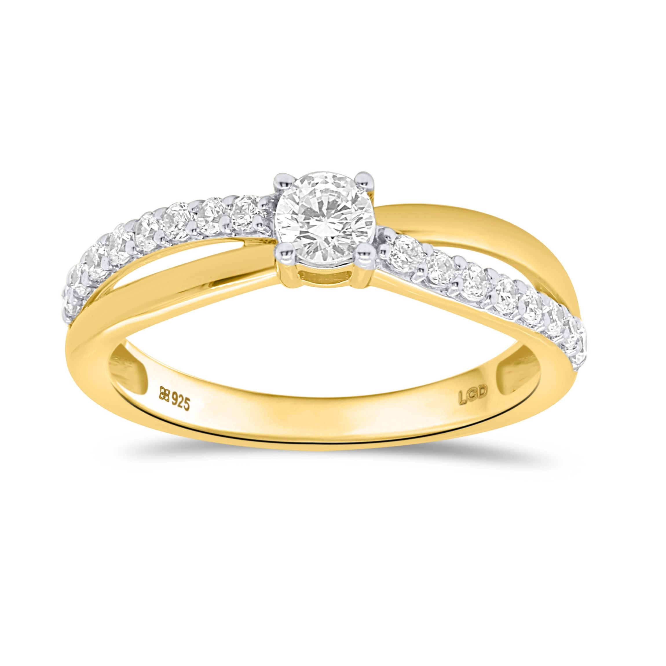 Lab Created 1/2CTW Lab Grown Diamond Engagement Ring In Gold Plated Sterling Silver