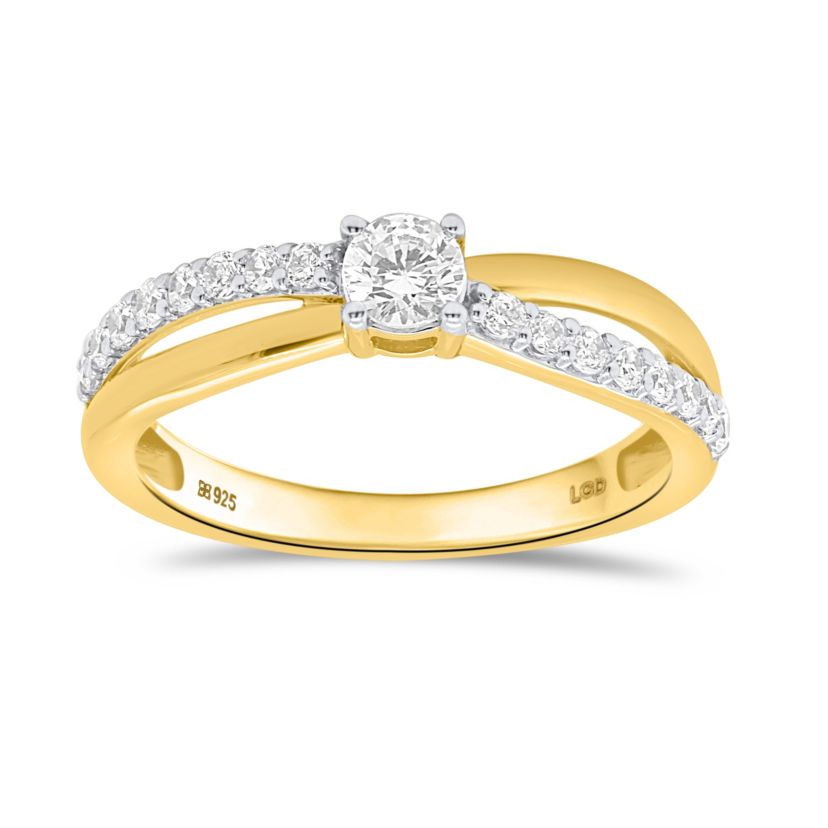 Lab Created 1/2CTW Lab Grown Diamond Engagement Ring In Gold Plated Sterling Silver