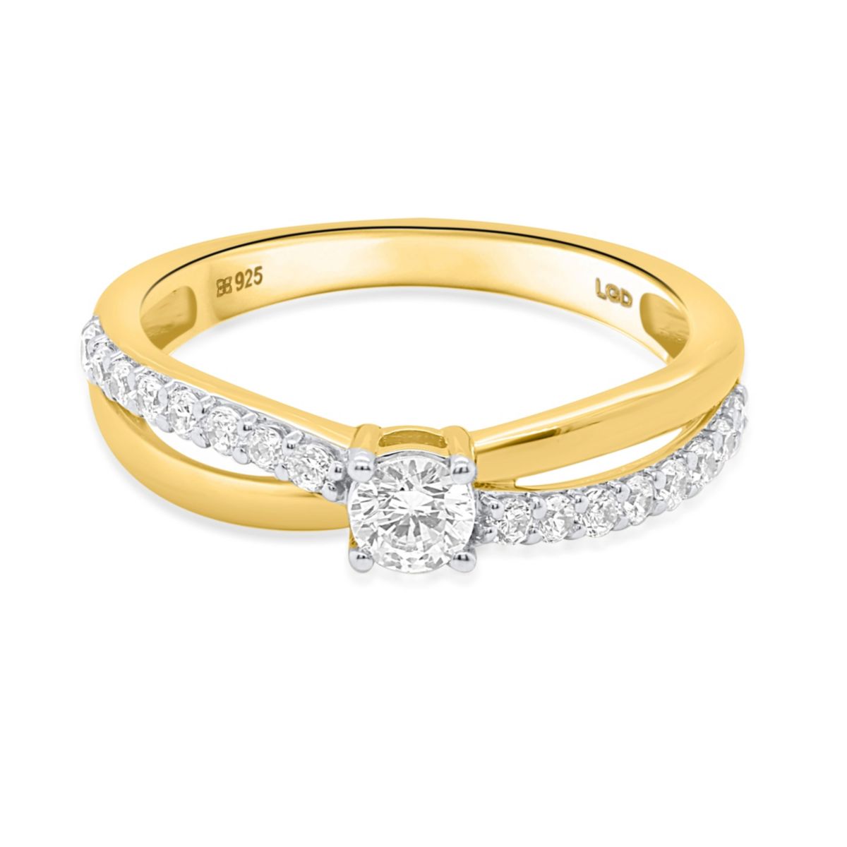 Lab Created 1/2CTW Lab Grown Diamond Engagement Ring In Gold Plated Sterling Silver