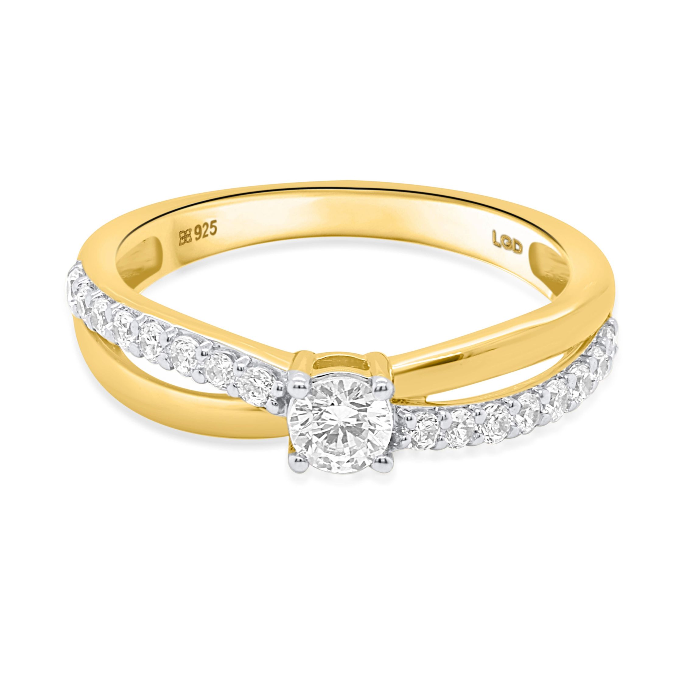 Lab Created 1/2CTW Lab Grown Diamond Engagement Ring In Gold Plated Sterling Silver