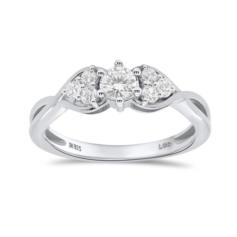 Lab Created 1/2CTW Lab Grown Diamond Promise Ring In Sterling Silver