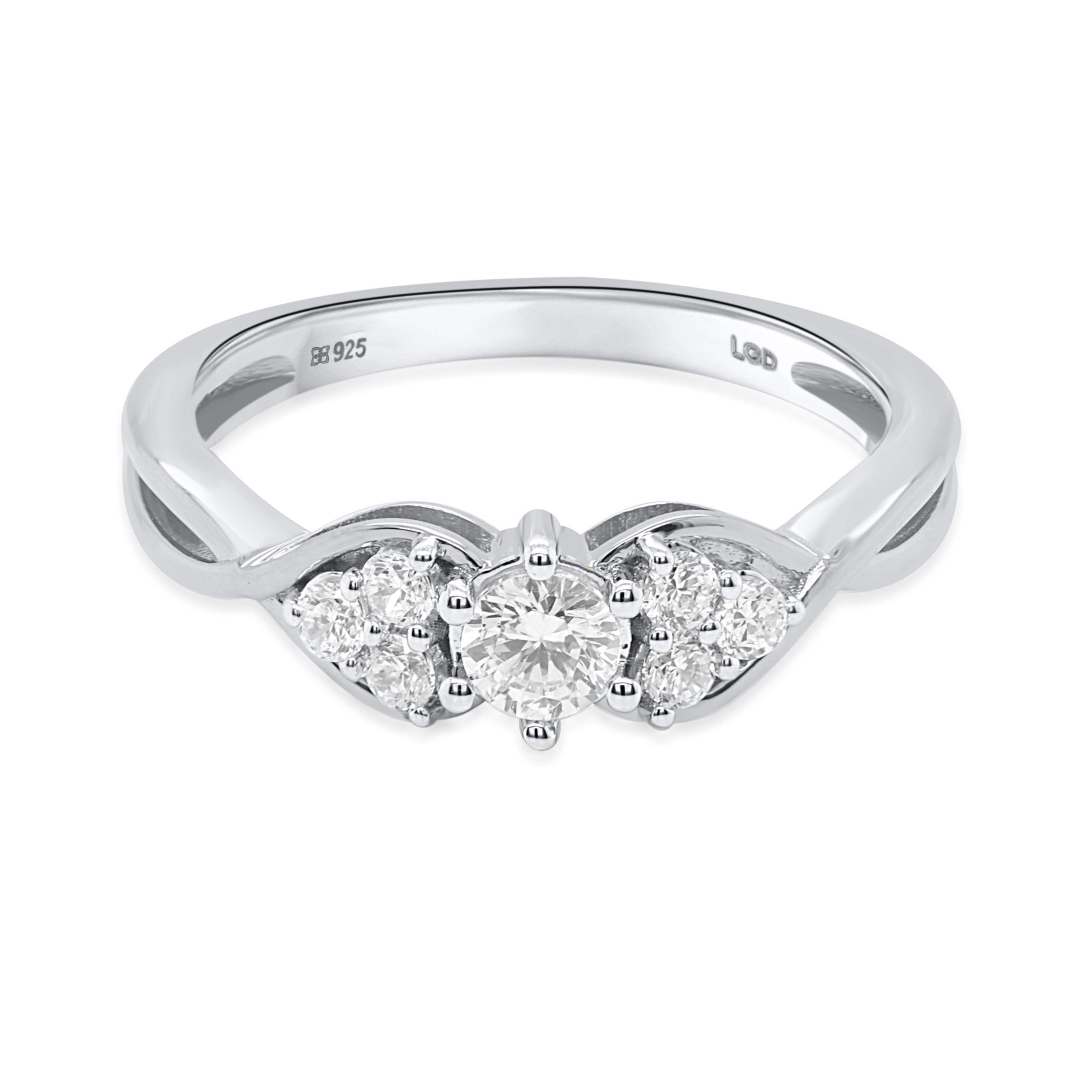 Lab Created 1/2CTW Lab Grown Diamond Promise Ring In Sterling Silver
