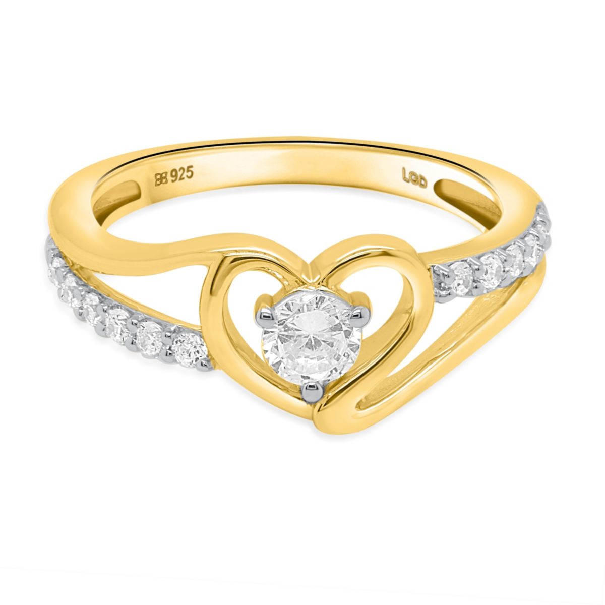 Lab Created 1/2CTW Lab Grown Diamond Heart Ring In Gold Plated Sterling Silver
