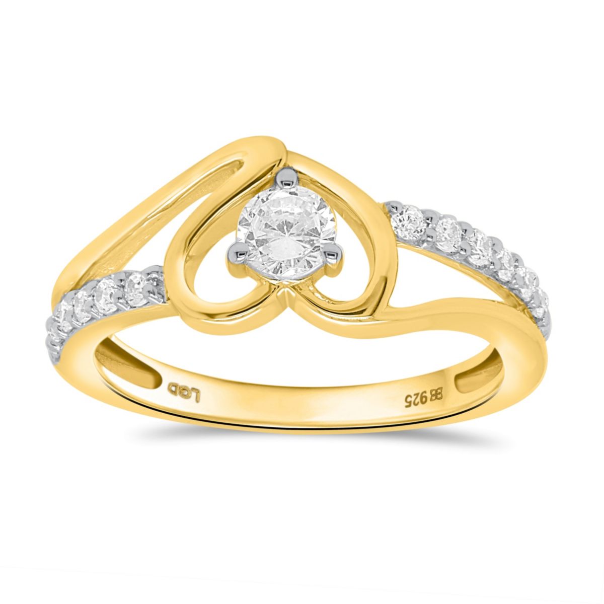 Lab Created 1/2CTW Lab Grown Diamond Heart Ring In Gold Plated Sterling Silver