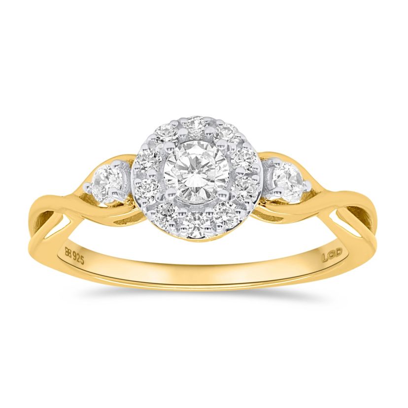 Lab Created 1/2CTW Lab Grown Diamond Promise Ring In Gold Plated Sterling Silver