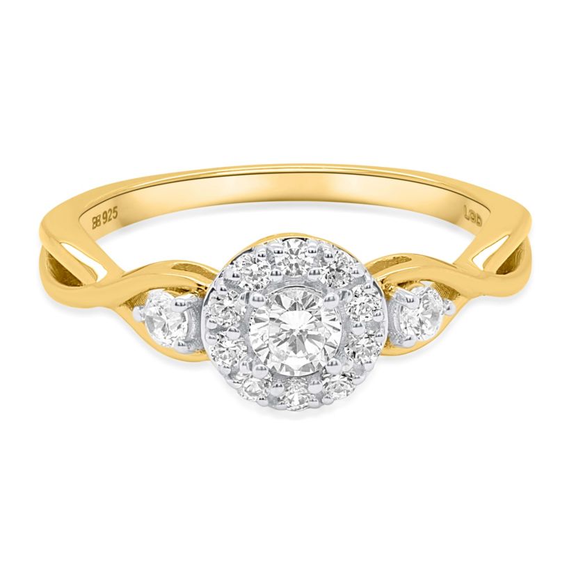 Lab Created 1/2CTW Lab Grown Diamond Promise Ring In Gold Plated Sterling Silver