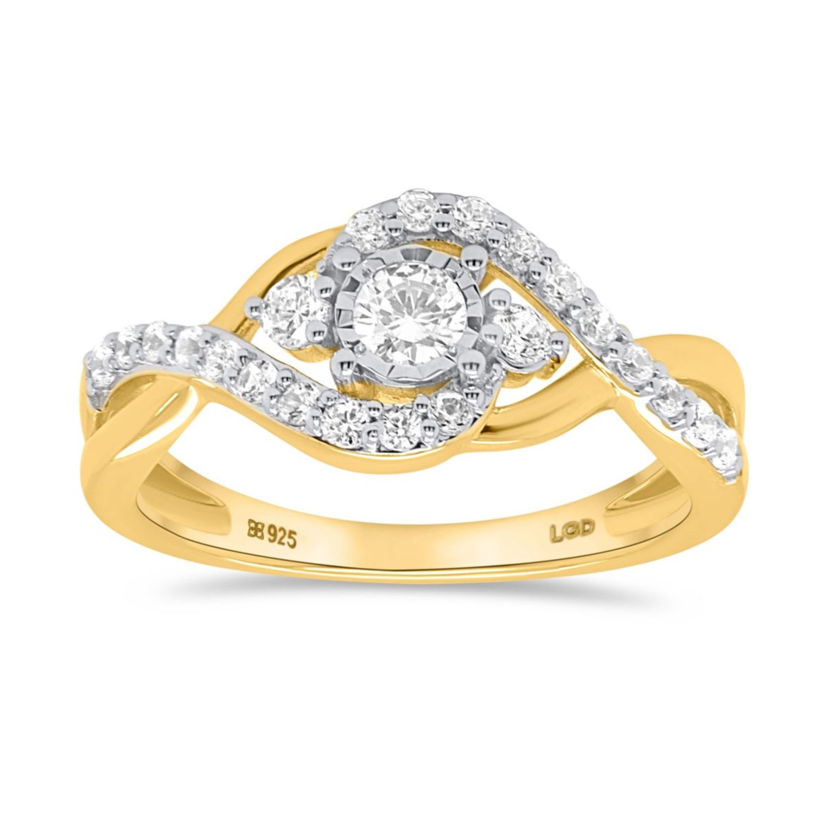 Lab Created 1/2CTW Lab Grown Diamond Promise Ring In Gold Plated Sterling Silver