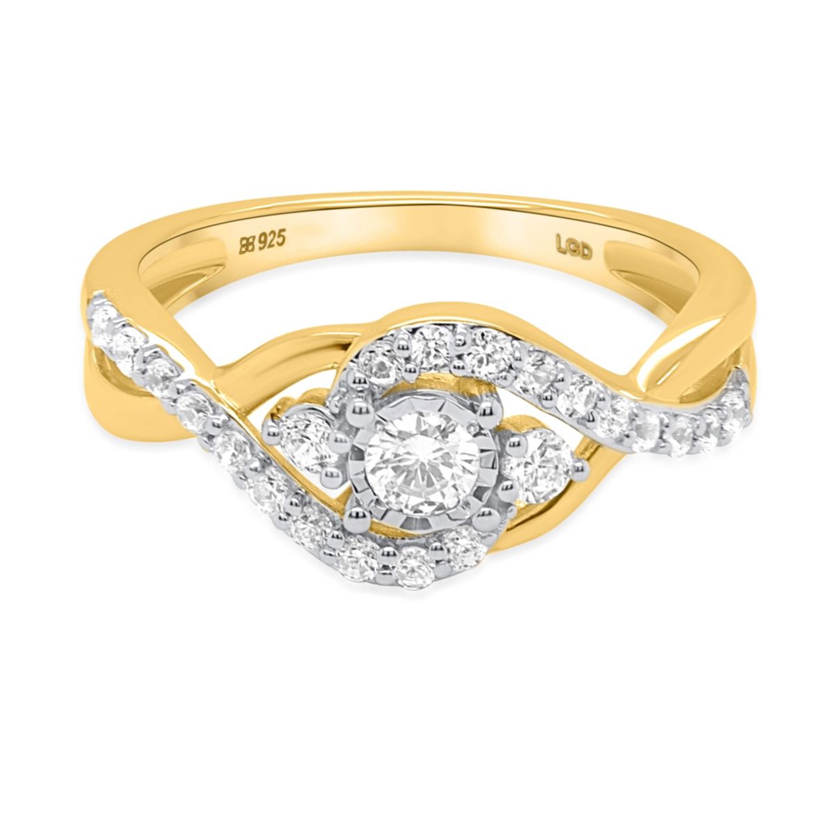 Lab Created 1/2CTW Lab Grown Diamond Promise Ring In Gold Plated Sterling Silver