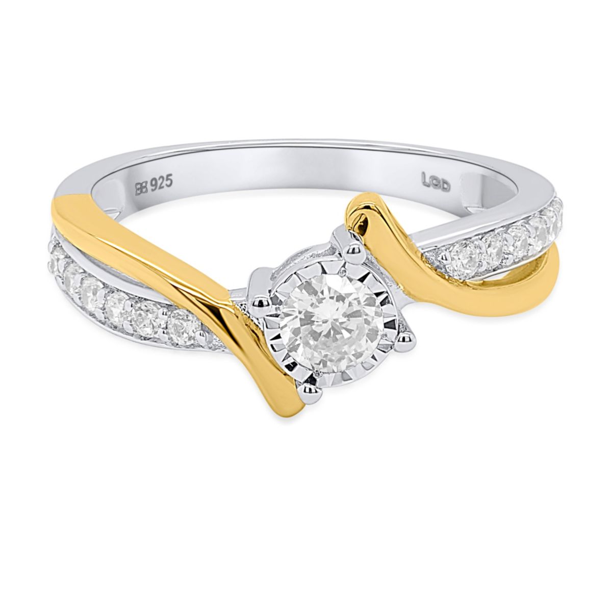 Lab Created 1/2CTW Lab Grown Diamond Promise Ring In Two Tone Plated Sterling Silver