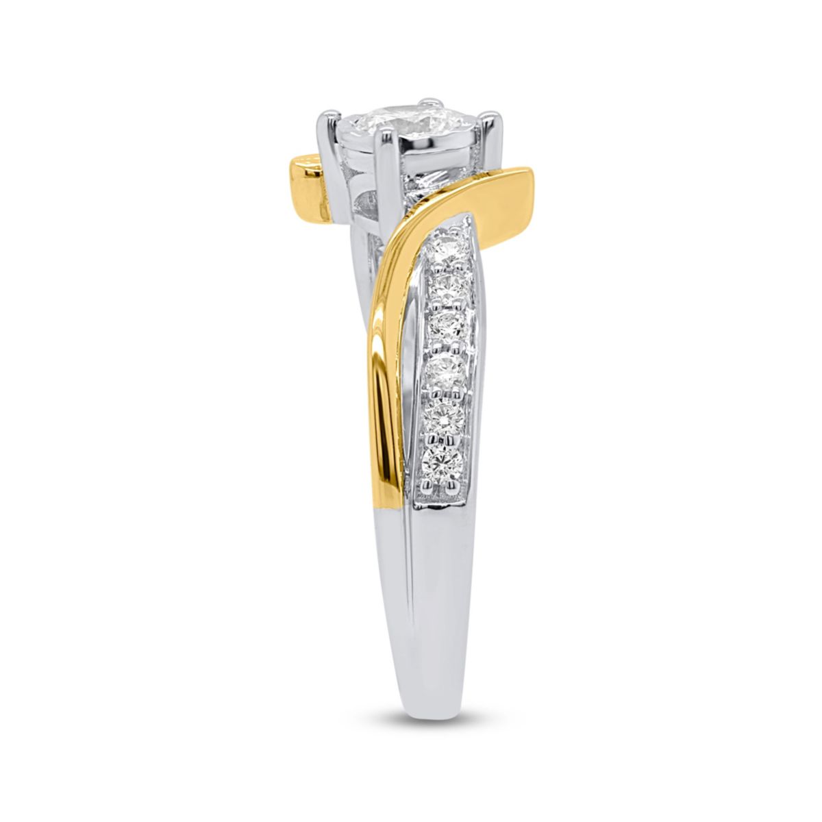 Lab Created 1/2CTW Lab Grown Diamond Promise Ring In Two Tone Plated Sterling Silver