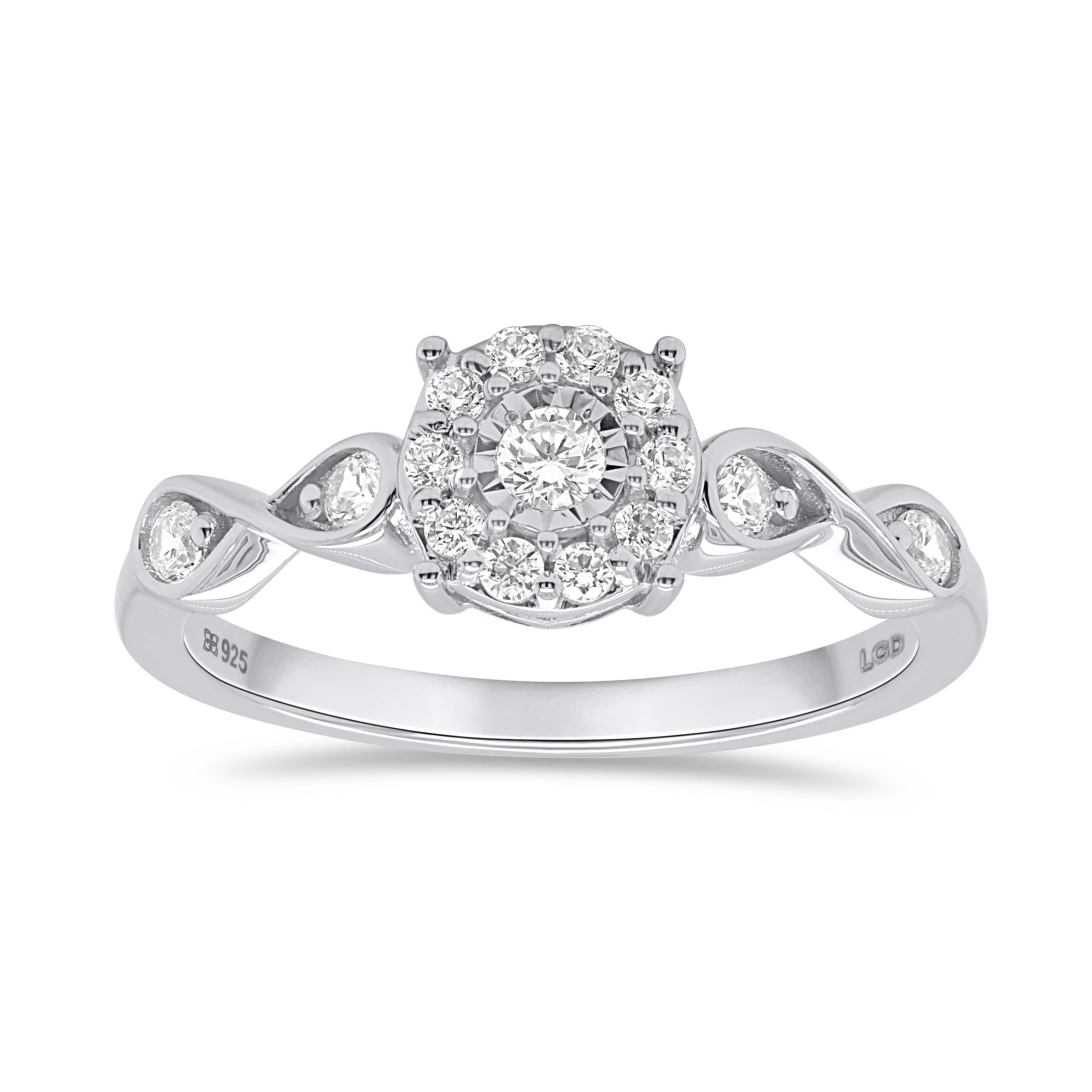 Lab Created 3/8CTW Lab Grown Diamond Promise Ring In Sterling Silver