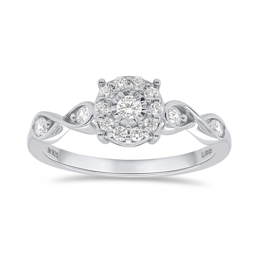 Lab Created 3/8CTW Lab Grown Diamond Promise Ring In Sterling Silver