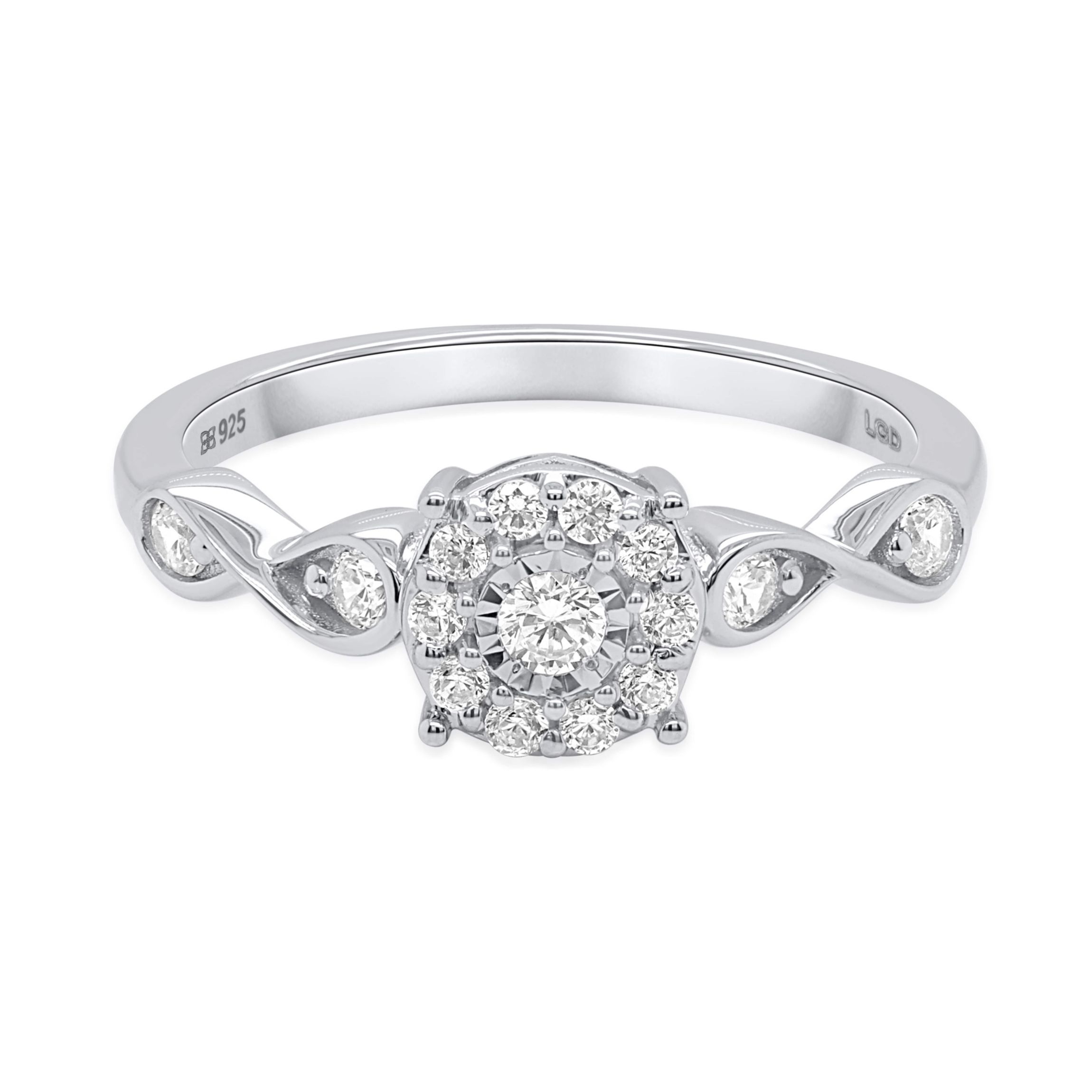 Lab Created 3/8CTW Lab Grown Diamond Promise Ring In Sterling Silver