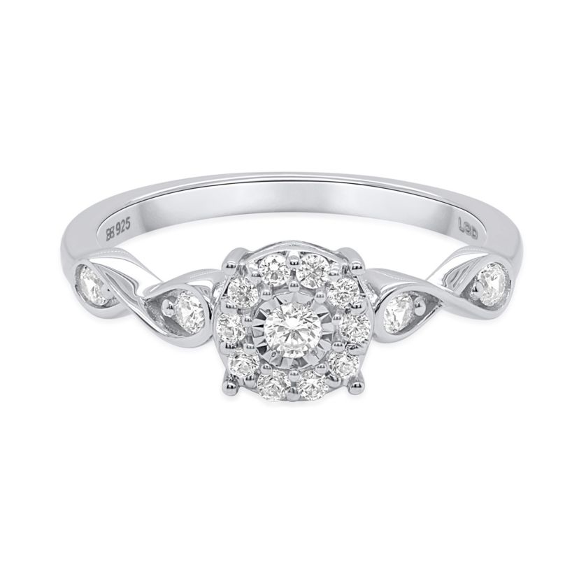 Lab Created 3/8CTW Lab Grown Diamond Promise Ring In Sterling Silver