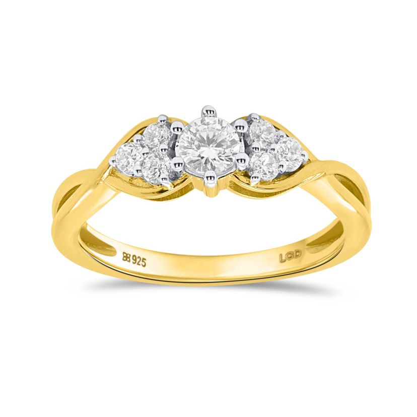 Lab Created 1/2CTW Lab Grown Diamond Promise Ring In Gold Plated Sterling Silver