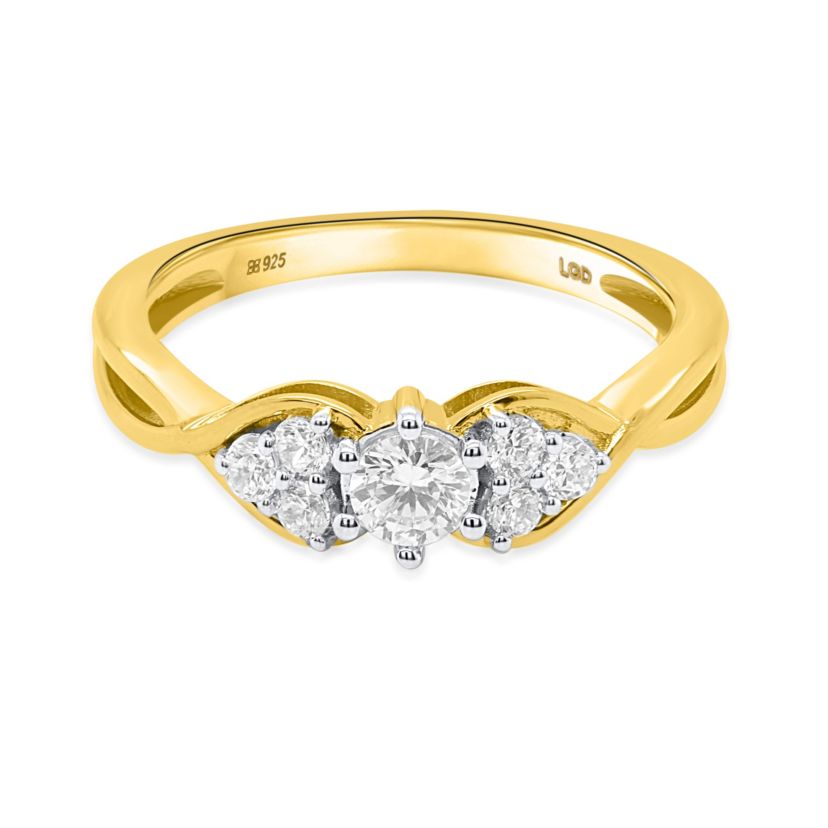 Lab Created 1/2CTW Lab Grown Diamond Promise Ring In Gold Plated Sterling Silver
