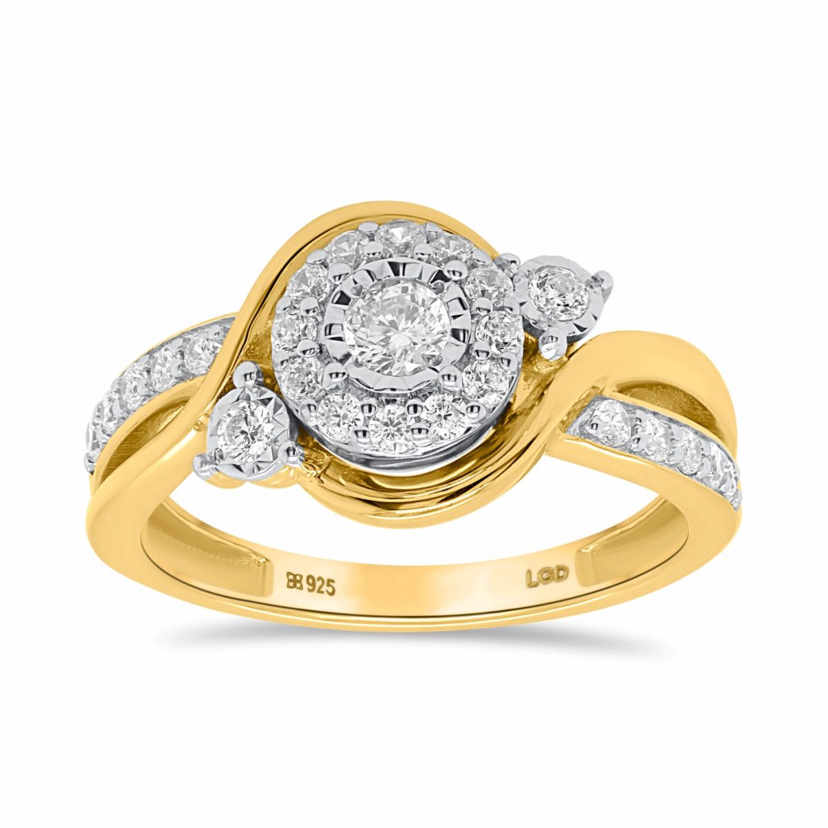 Lab Created 1/2CTW Lab Grown Diamond Promise Ring In Gold Plated Sterling Silver