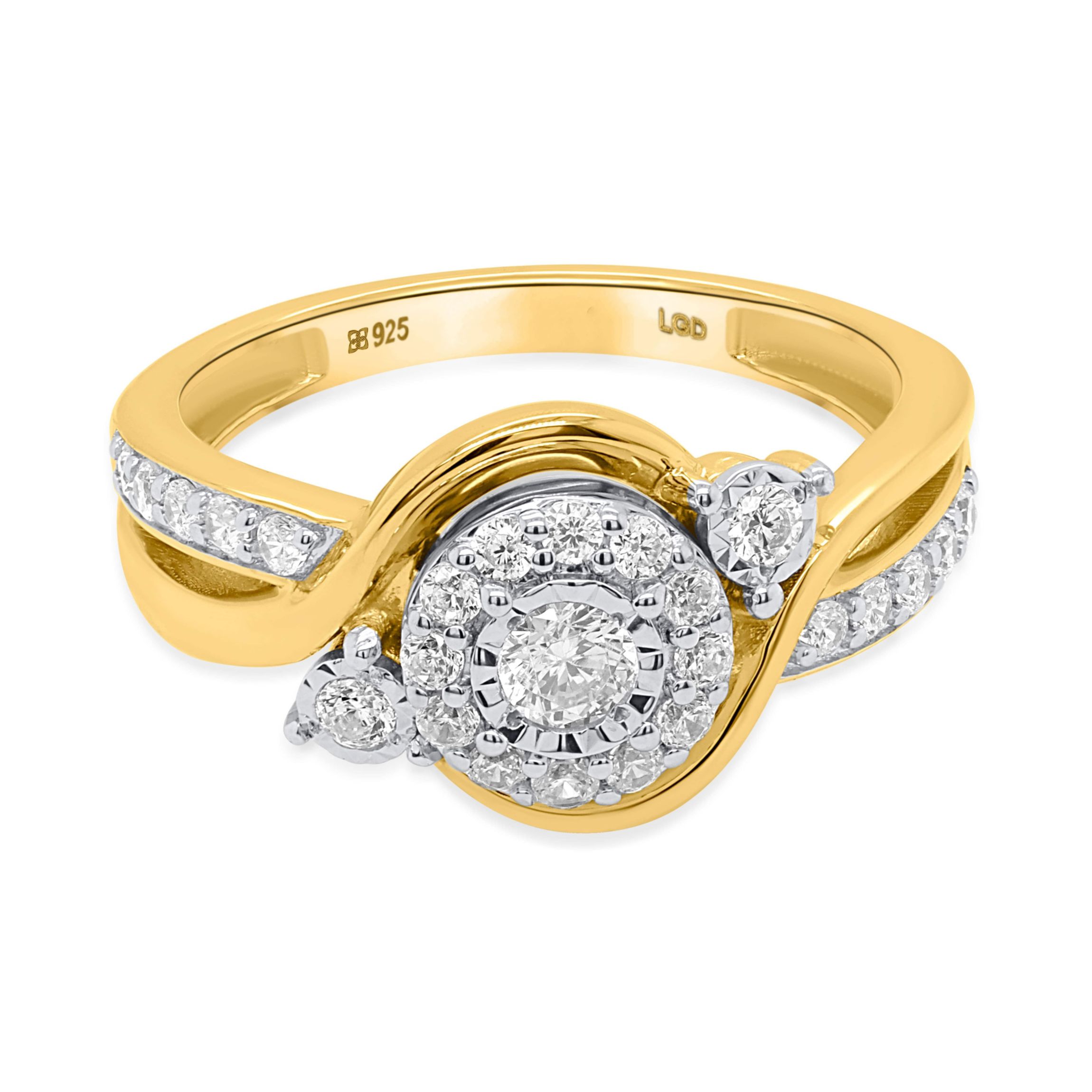 Lab Created 1/2CTW Lab Grown Diamond Promise Ring In Gold Plated Sterling Silver