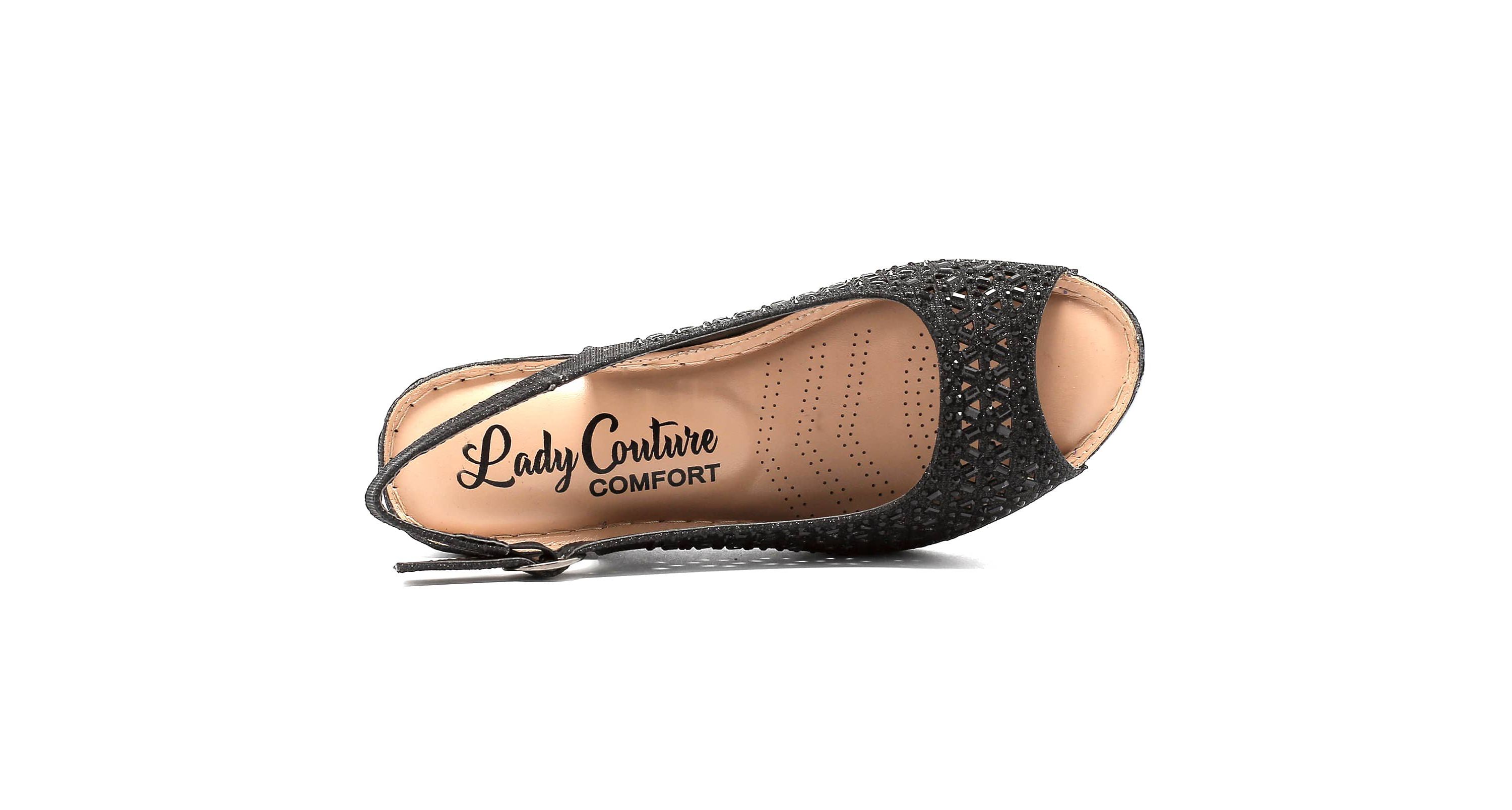 Anita, Open Toe Slingback Wedge With Metal Studs