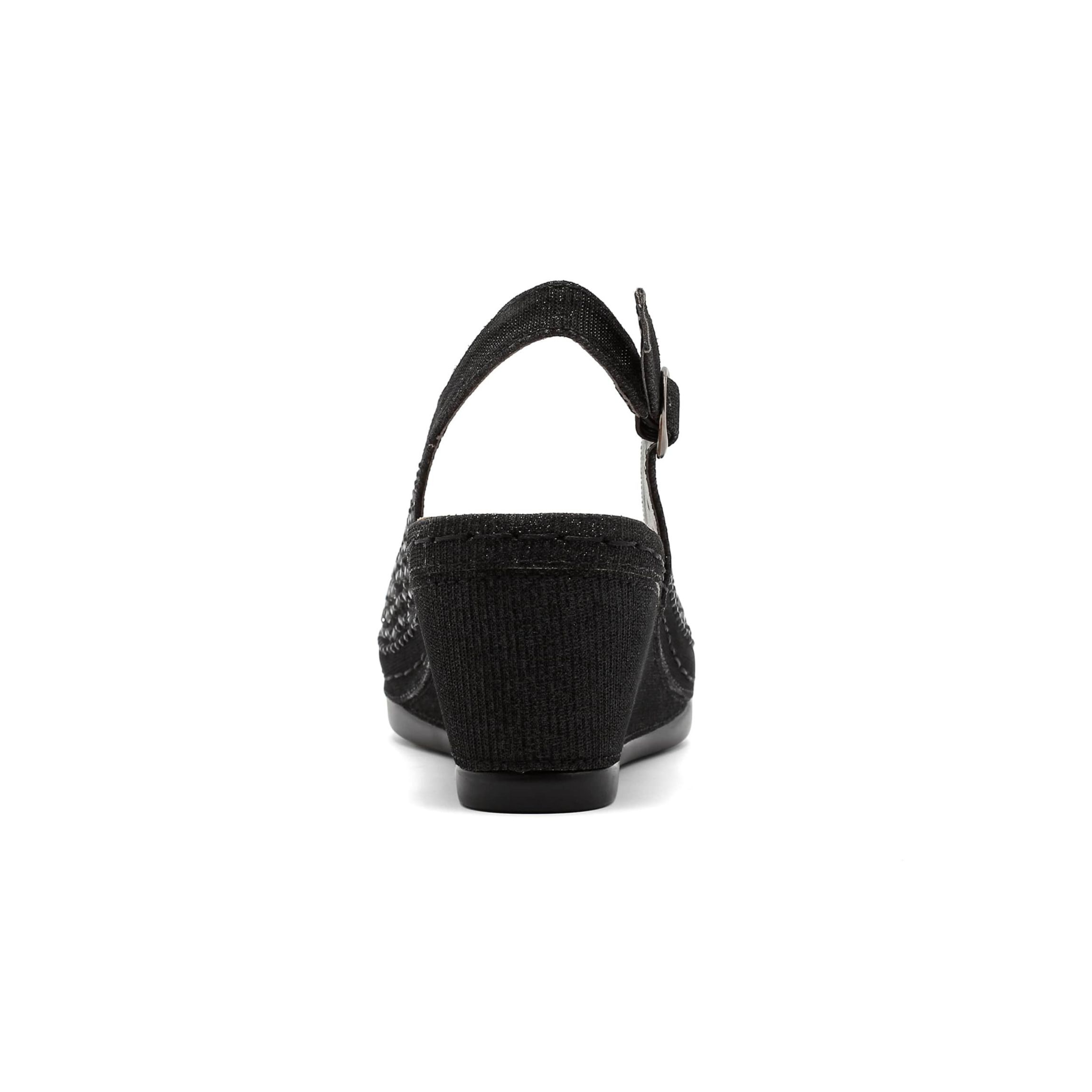 Anita, Open Toe Slingback Wedge With Metal Studs