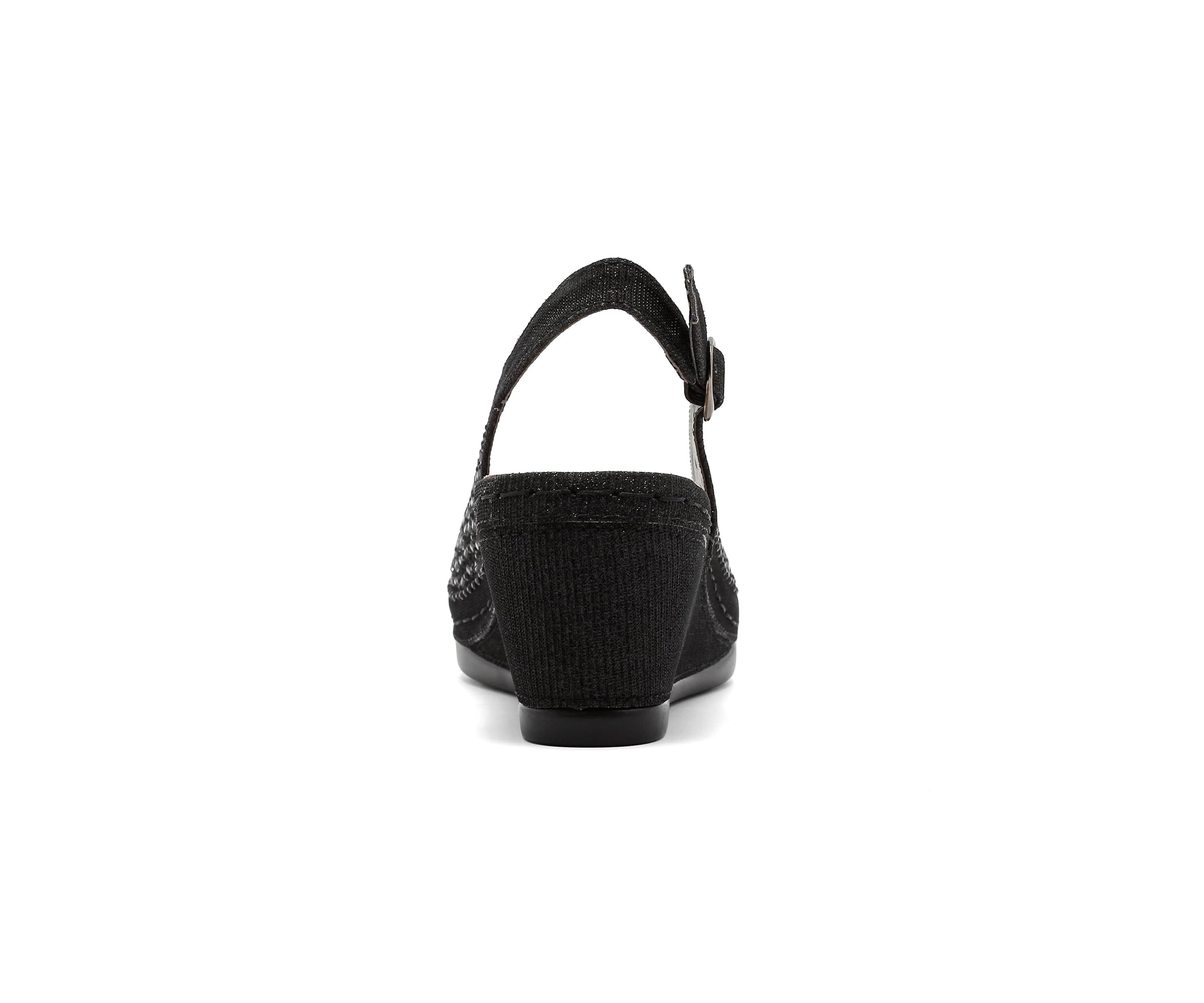 Anita, Open Toe Slingback Wedge With Metal Studs