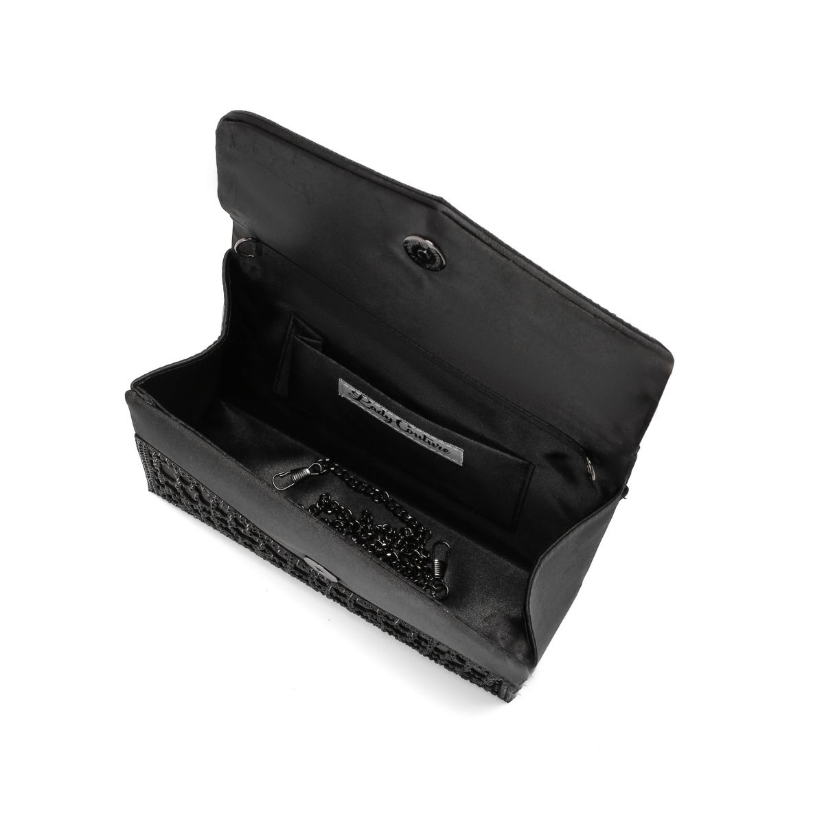 Donna, Elegant Rhinestone Satin Evening Bag