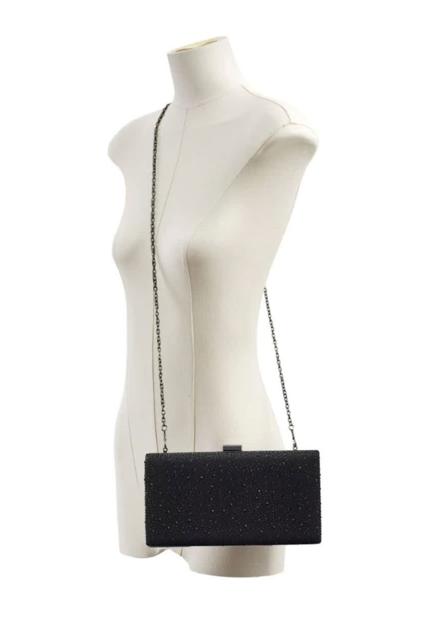 Disco, Evening Hard Case Rhinestone Satin Clutch Bag