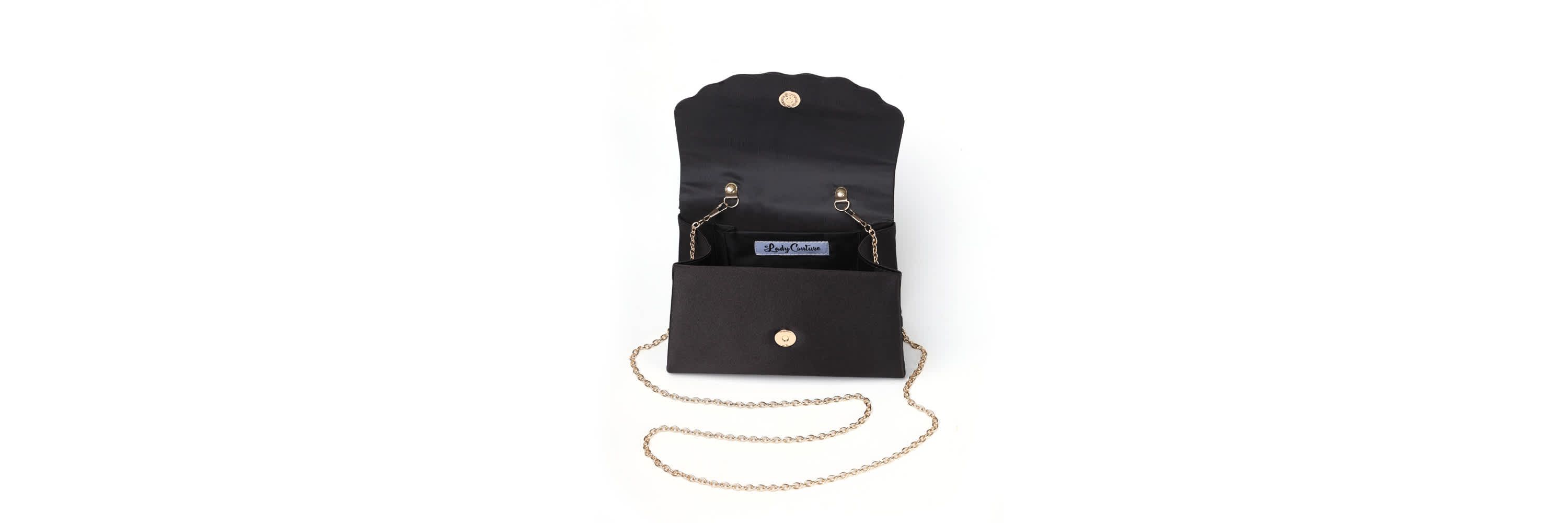 Kaite, Scallop Flap Rhinestone Satin Evening Bag