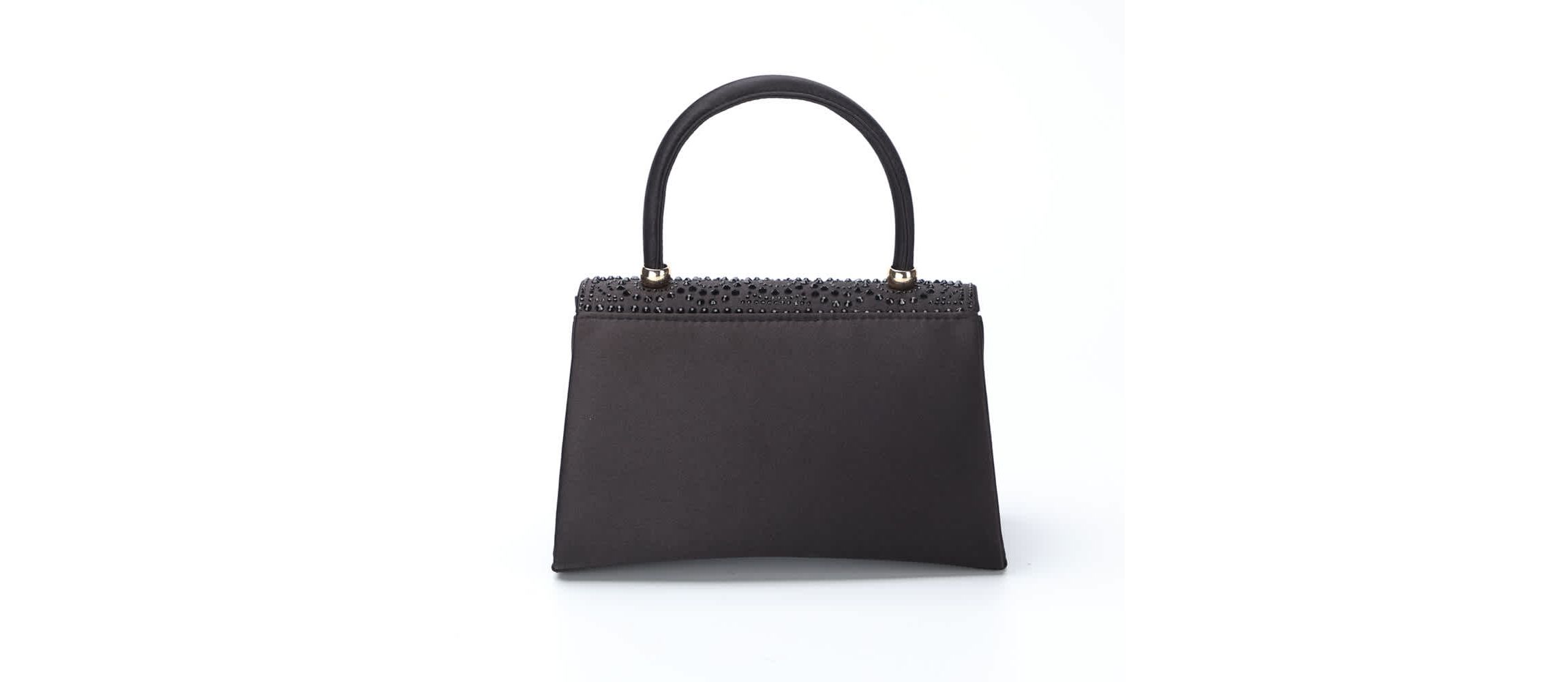 Kaite, Scallop Flap Rhinestone Satin Evening Bag