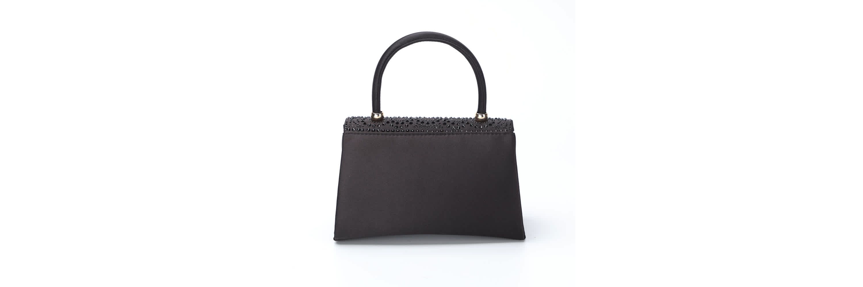 Kaite, Scallop Flap Rhinestone Satin Evening Bag