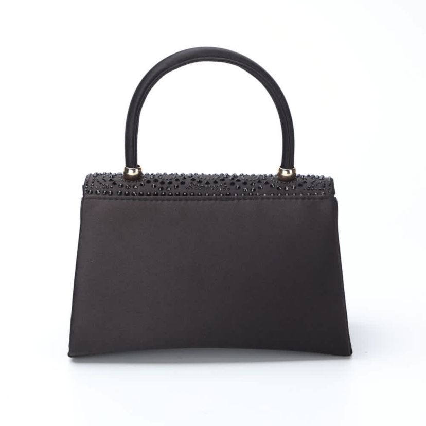 Kaite, Scallop Flap Rhinestone Satin Evening Bag