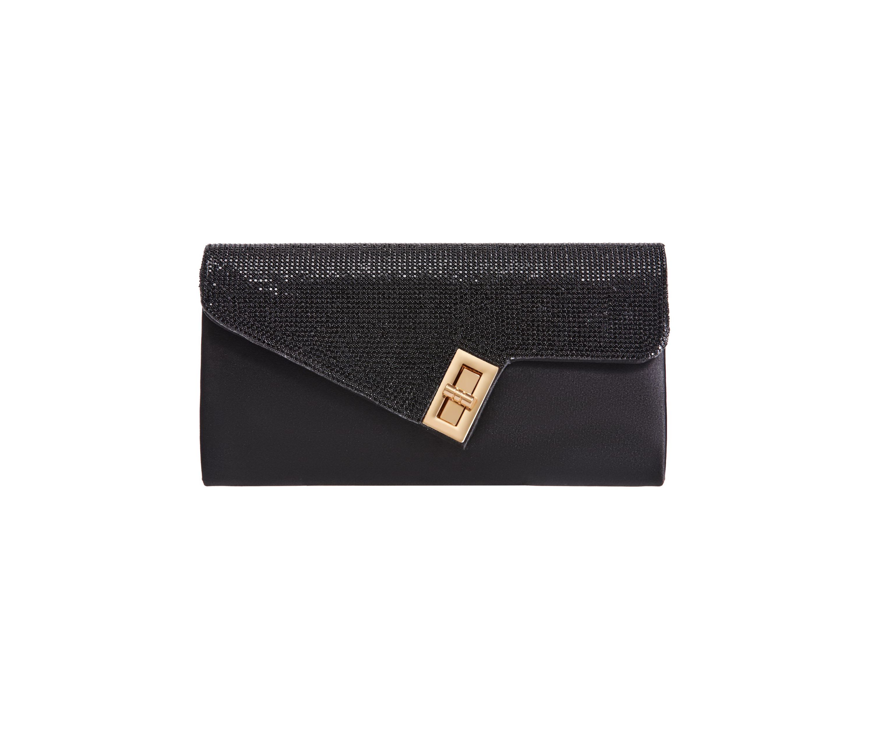 Vanessa, Chic Rhinestone And Satin Envelope Clutch Bag