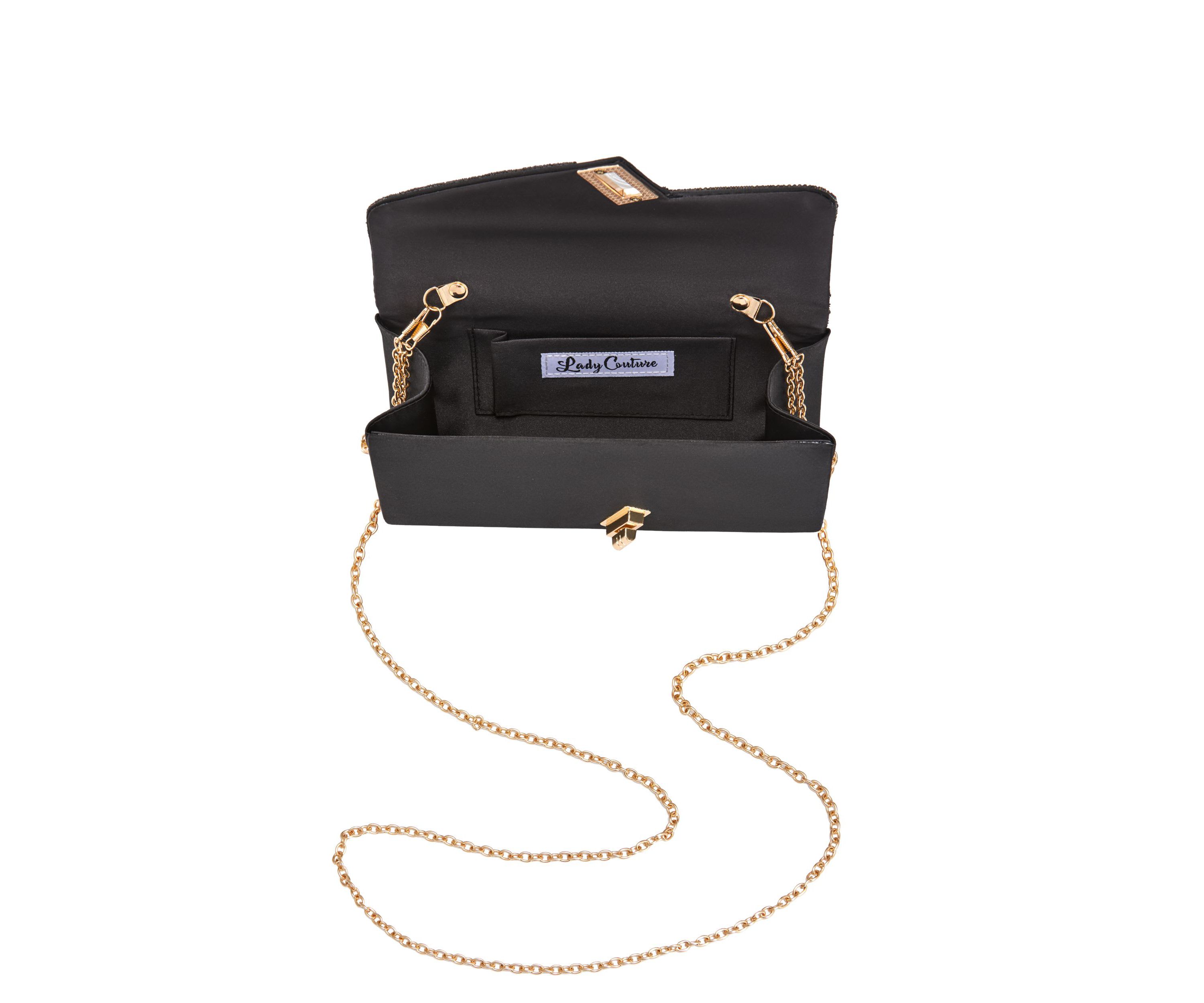 Vanessa, Chic Rhinestone And Satin Envelope Clutch Bag