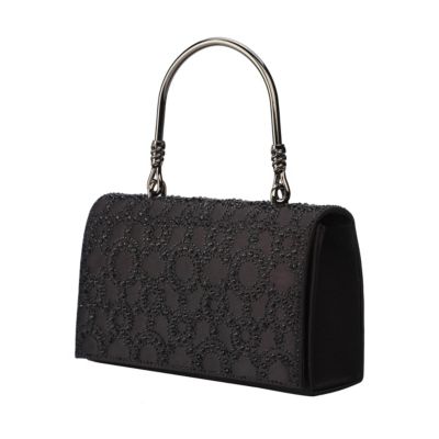 Lady Couture Lucy, Rhinestone Covered Satin Fabric Clutch Bag, Black