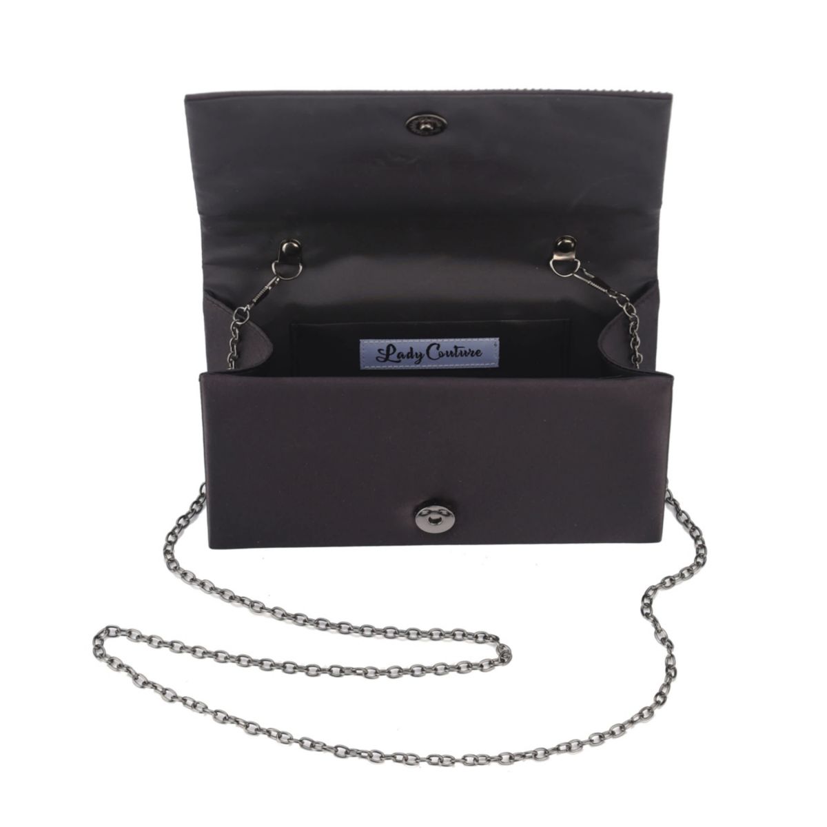 Lucy, Rhinestone Covered Satin Fabric Clutch Bag