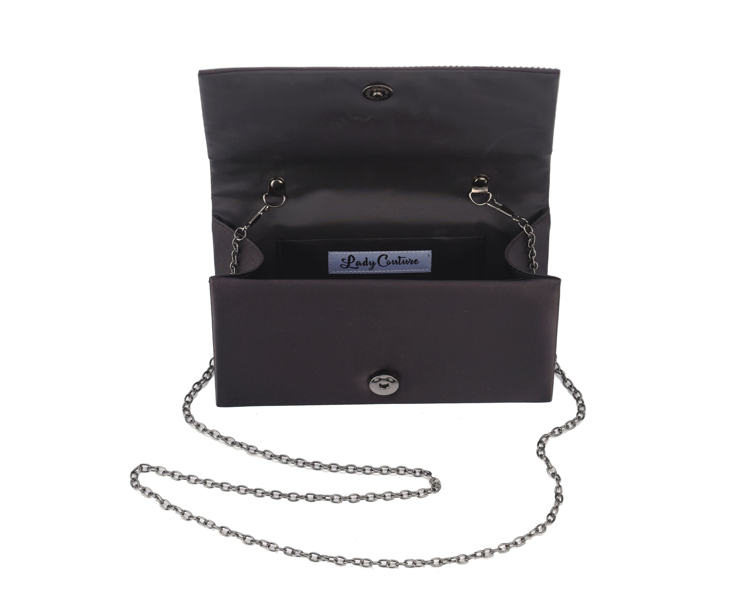 Lucy, Rhinestone Covered Satin Fabric Clutch Bag