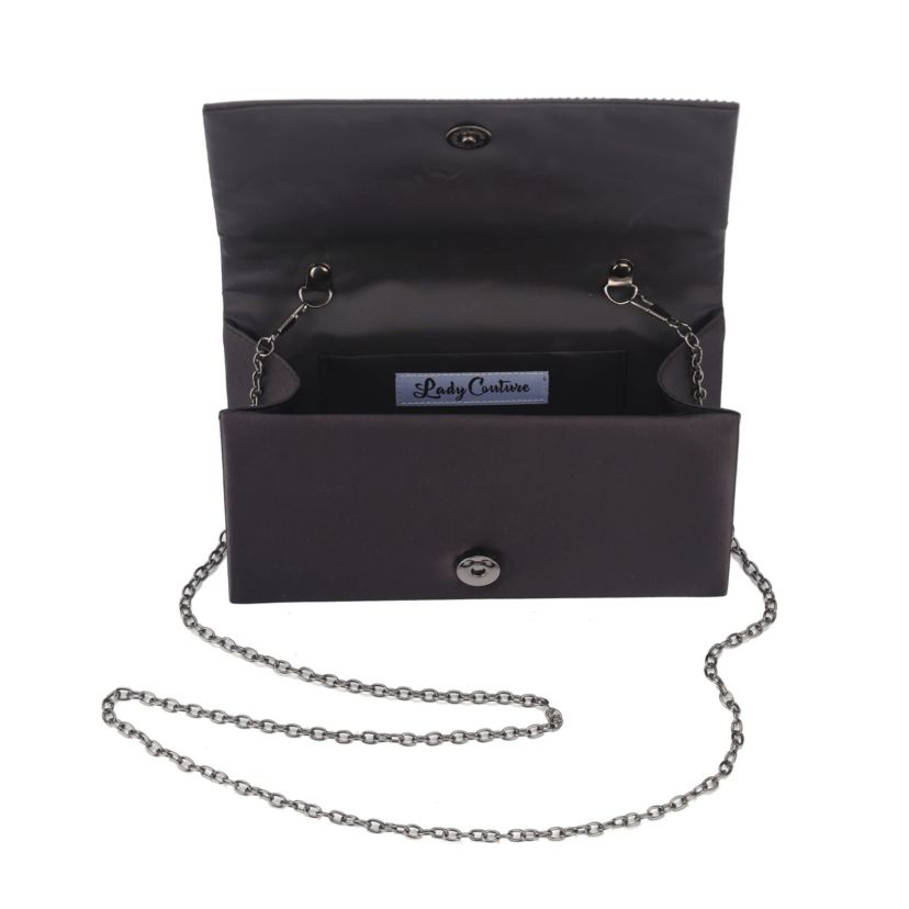 Lucy, Rhinestone Covered Satin Fabric Clutch Bag