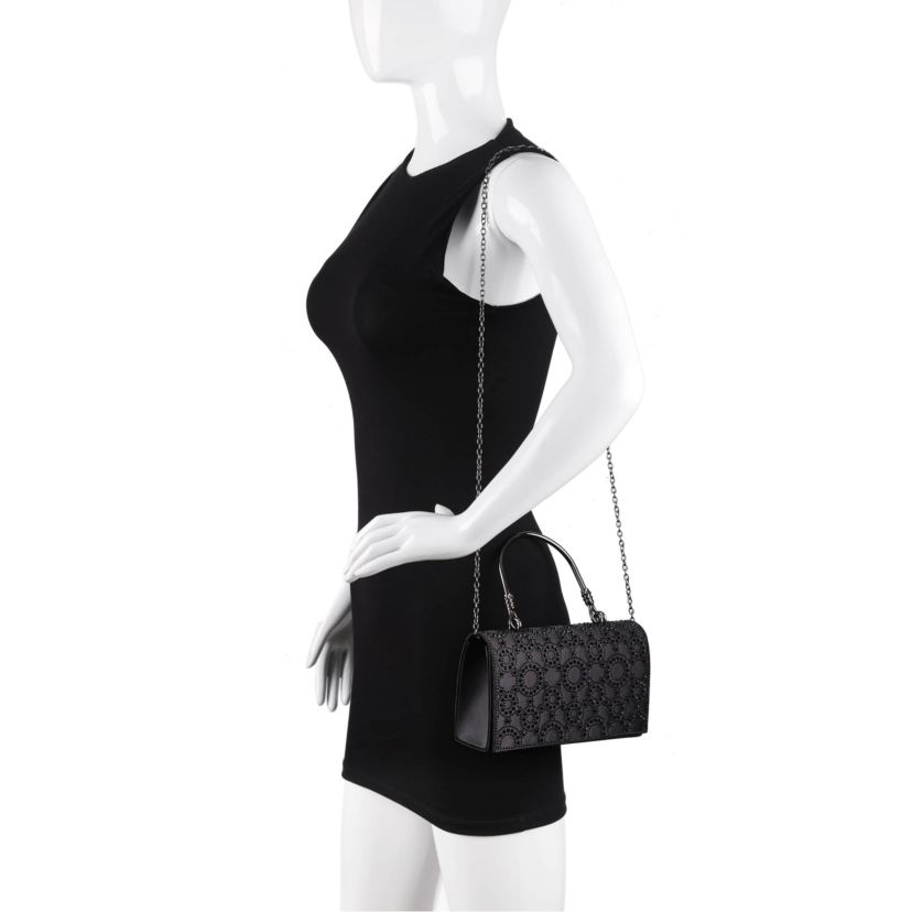 Lucy, Rhinestone Covered Satin Fabric Clutch Bag