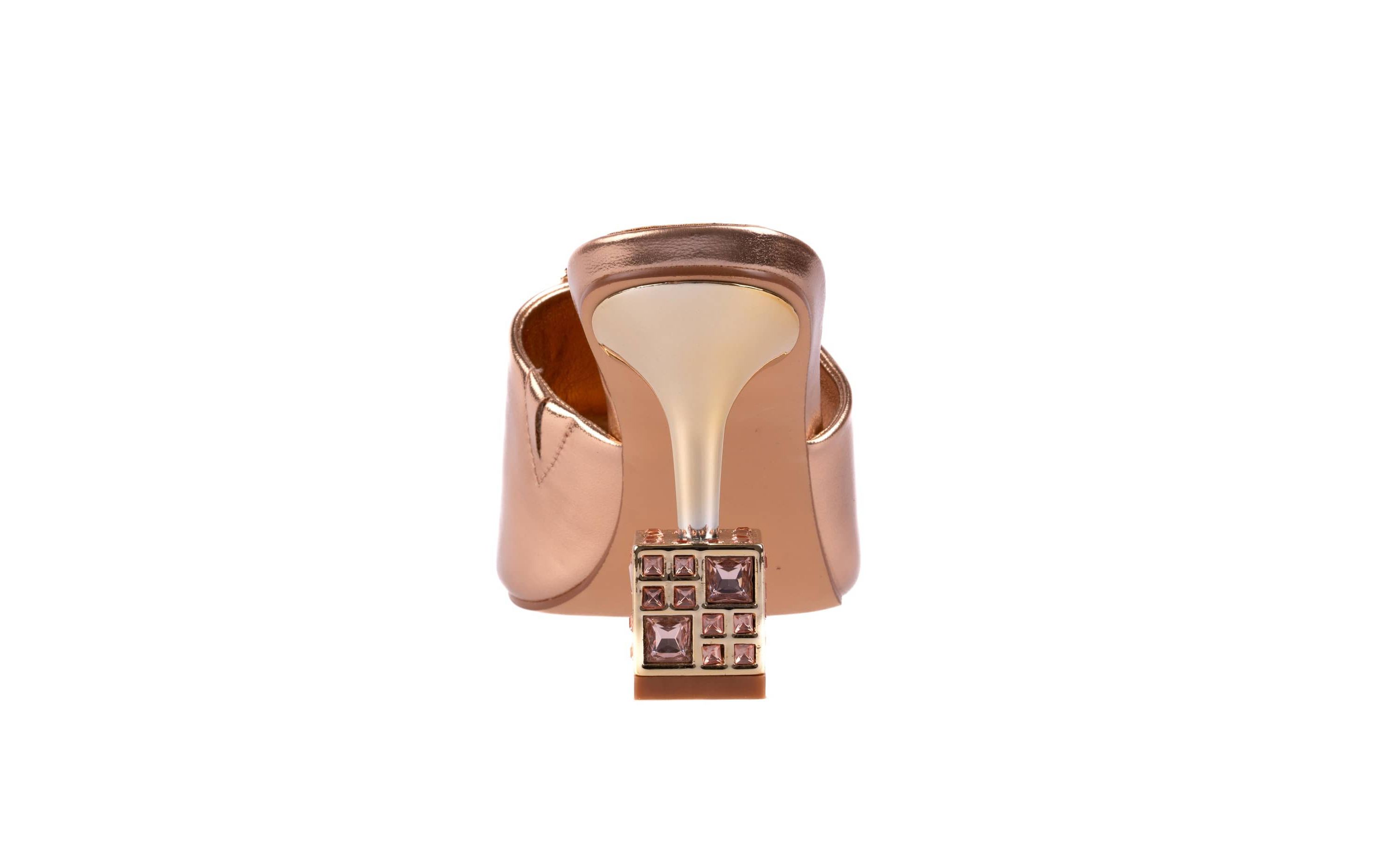 Casino, Jeweled Metallic Square Heel Slide