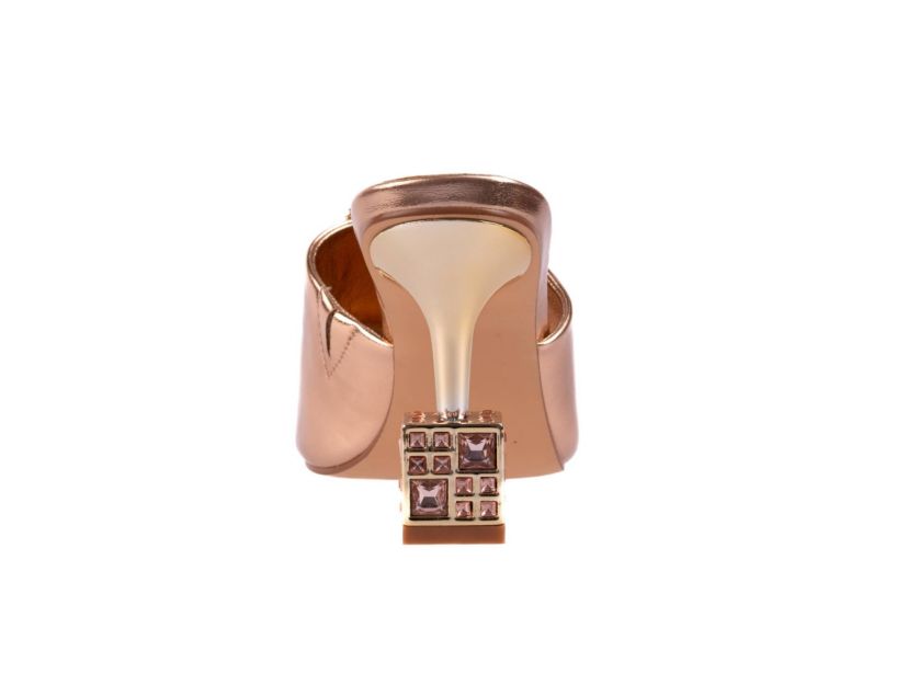 Casino, Jeweled Metallic Square Heel Slide