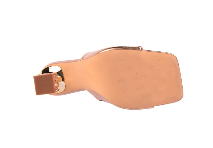 Casino, Jeweled Metallic Square Heel Slide