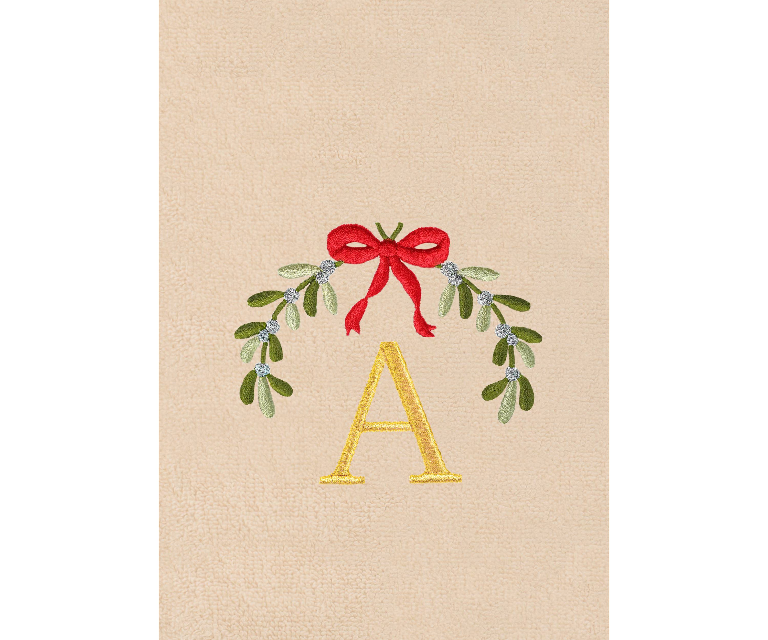 Christmas MISTLETOE MONOGRAM Sand Hand Towels Set of 2