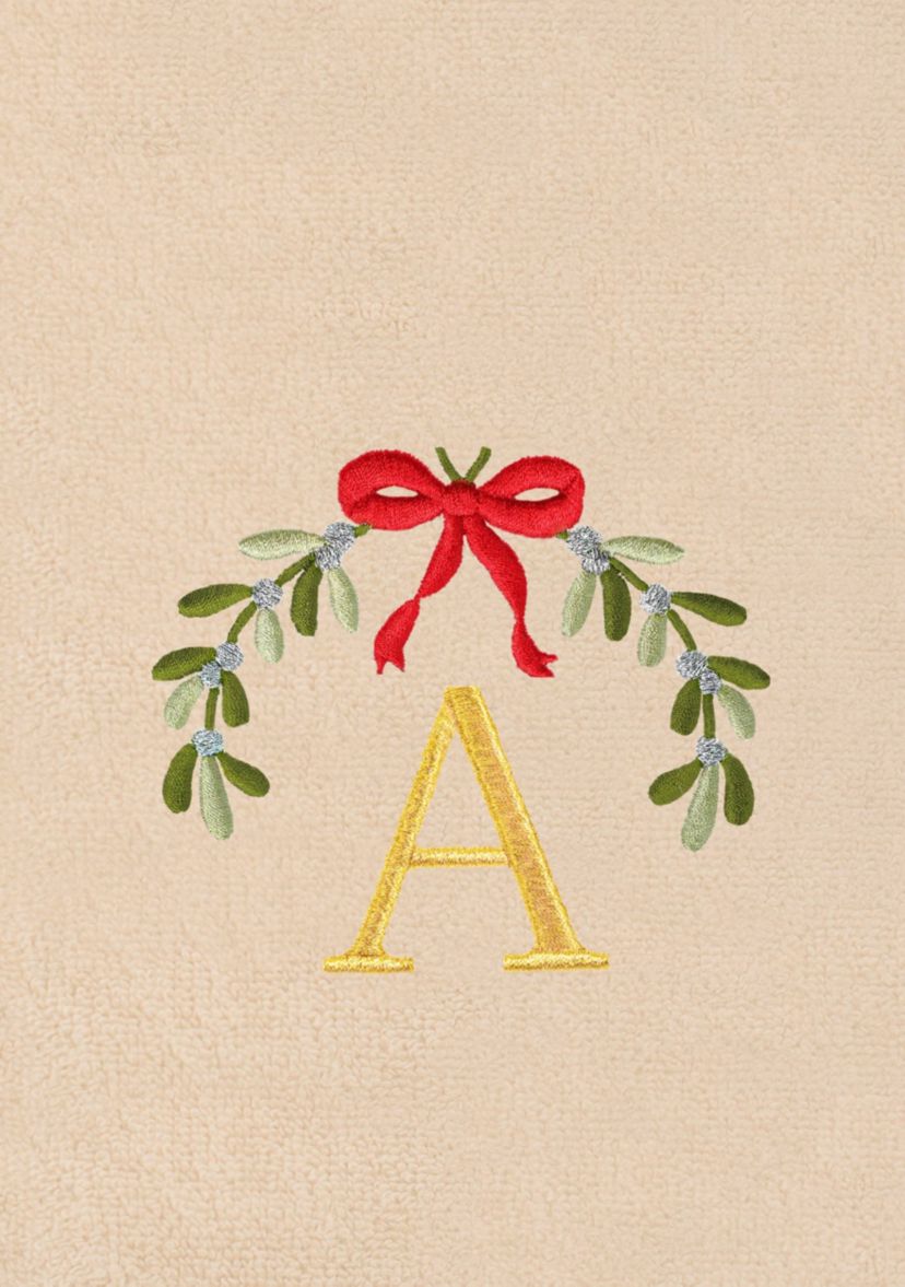 Christmas MISTLETOE MONOGRAM Sand Hand Towels Set of 2