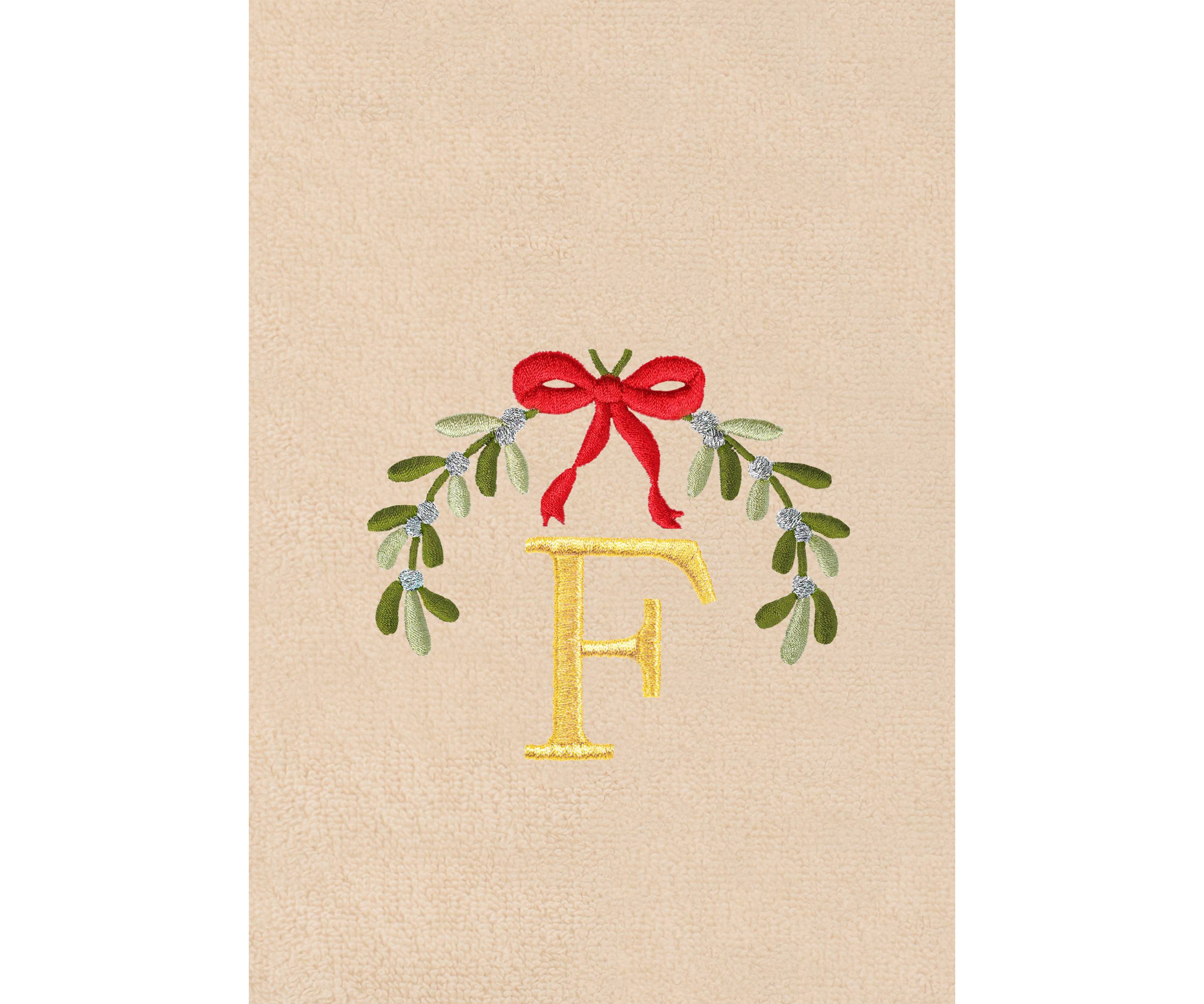Christmas MISTLETOE MONOGRAM Hand Towels Set of 2