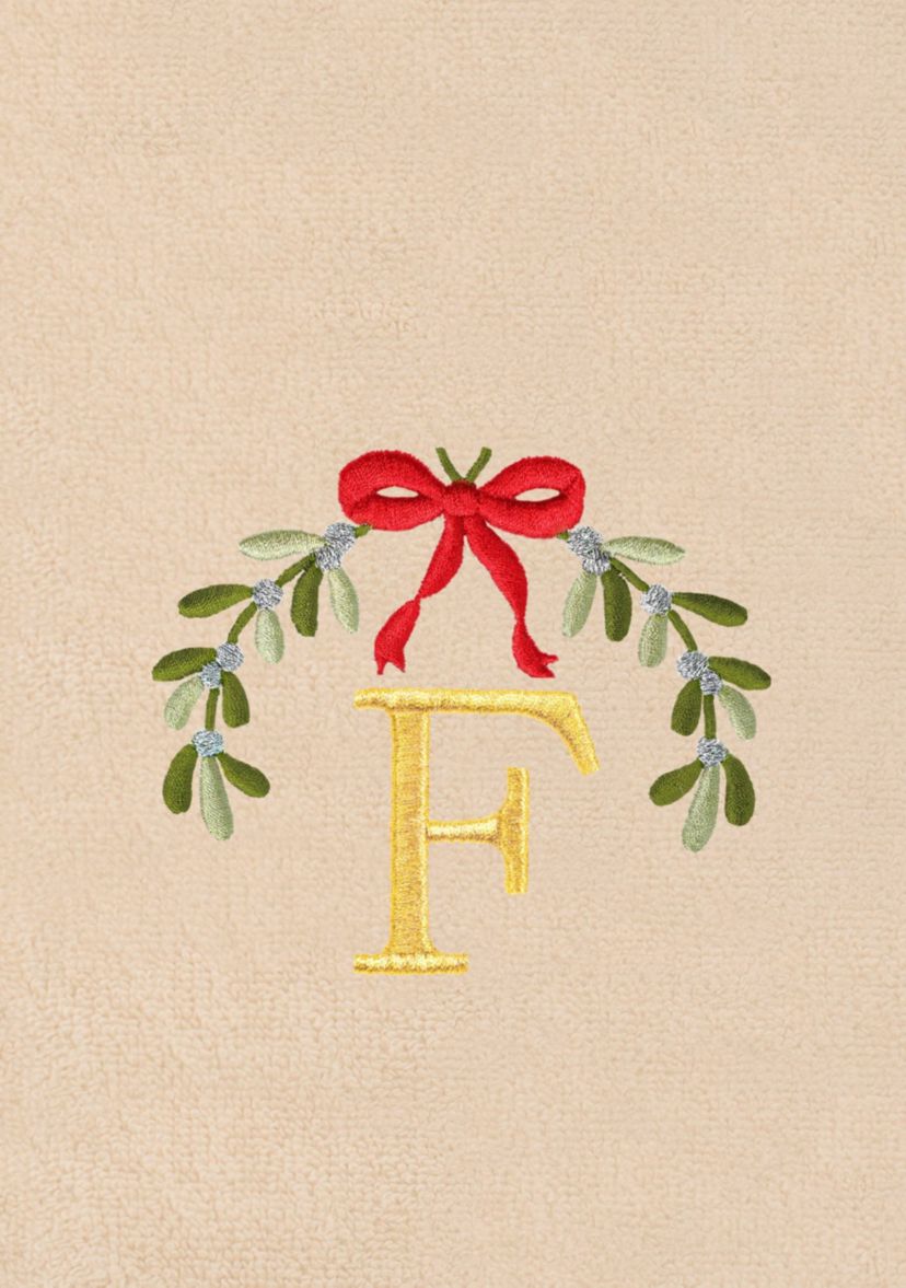 Christmas MISTLETOE MONOGRAM Hand Towels Set of 2