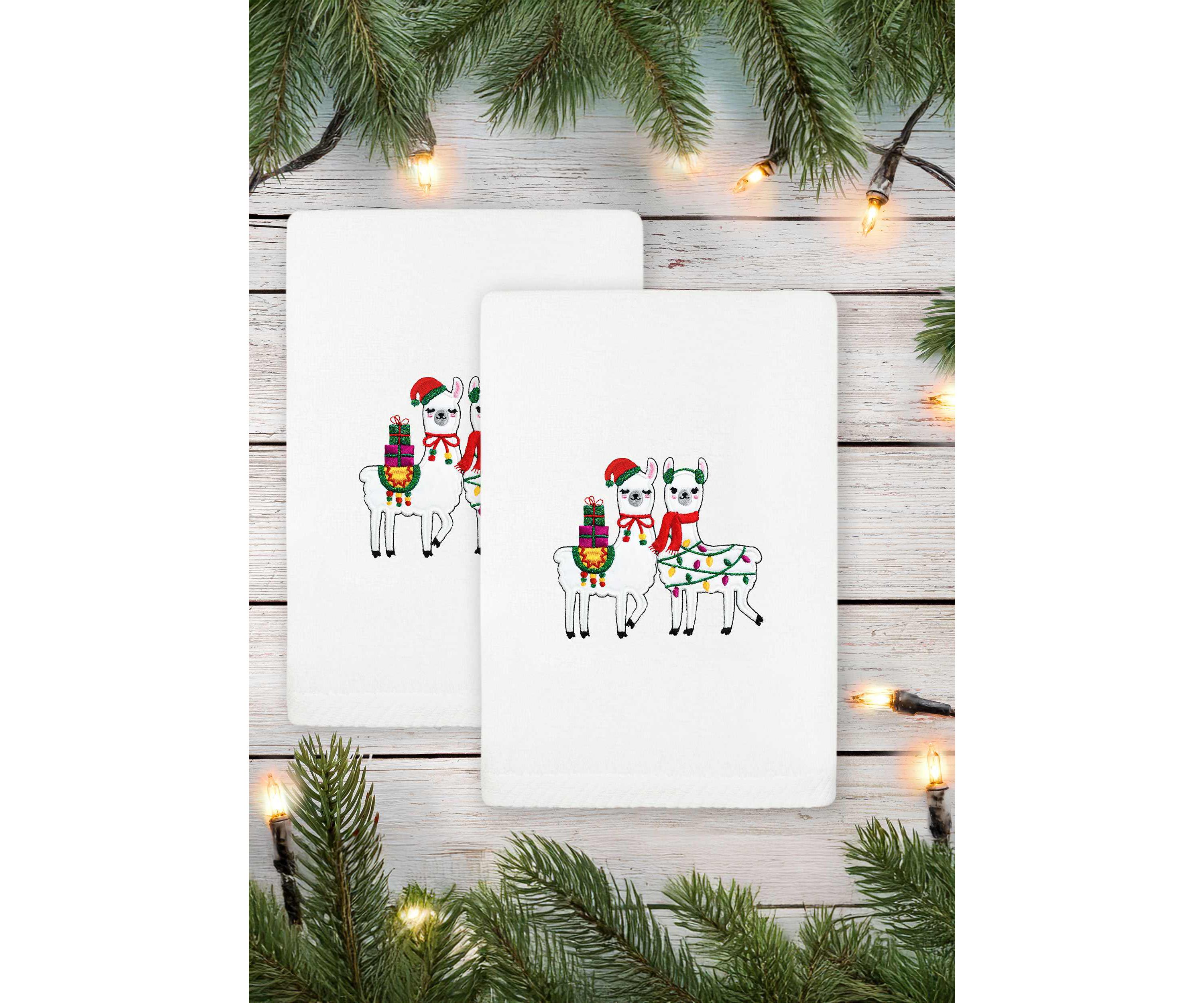 Christmas LLAMAS Hand Towels Set of 2