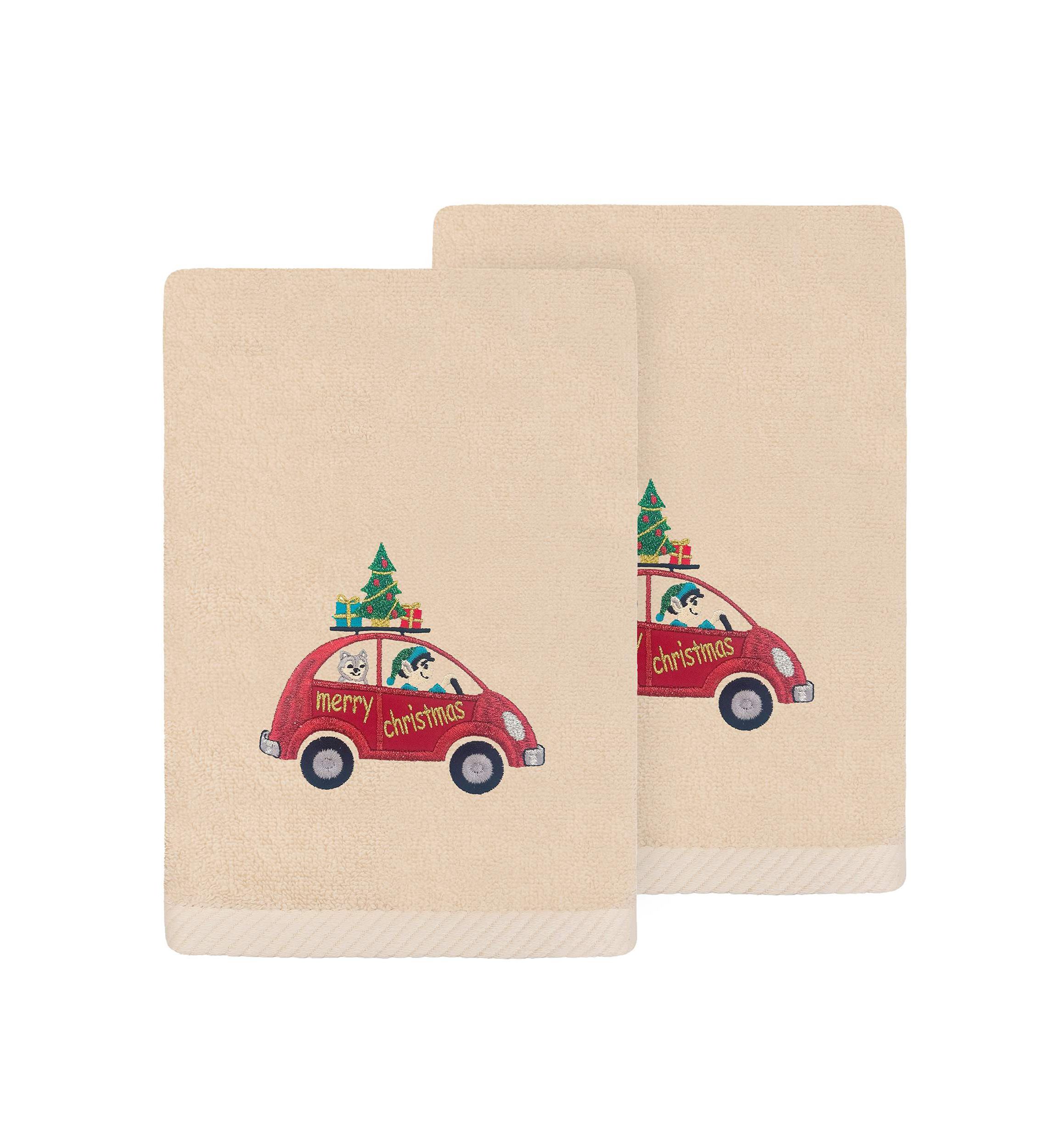 Christmas Car Hand Towels Set of 2