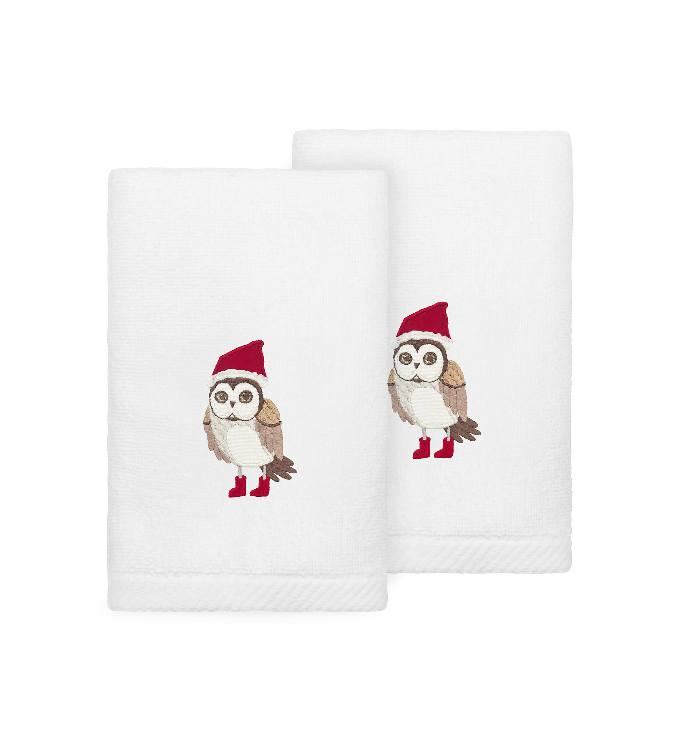 Christmas Baby Owl Hand Towels Set of 2
