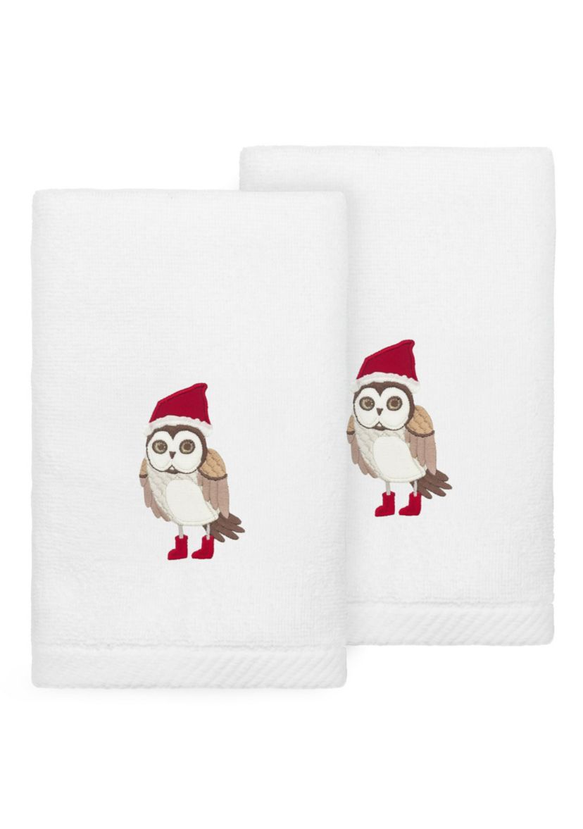 Christmas Baby Owl Hand Towels Set of 2