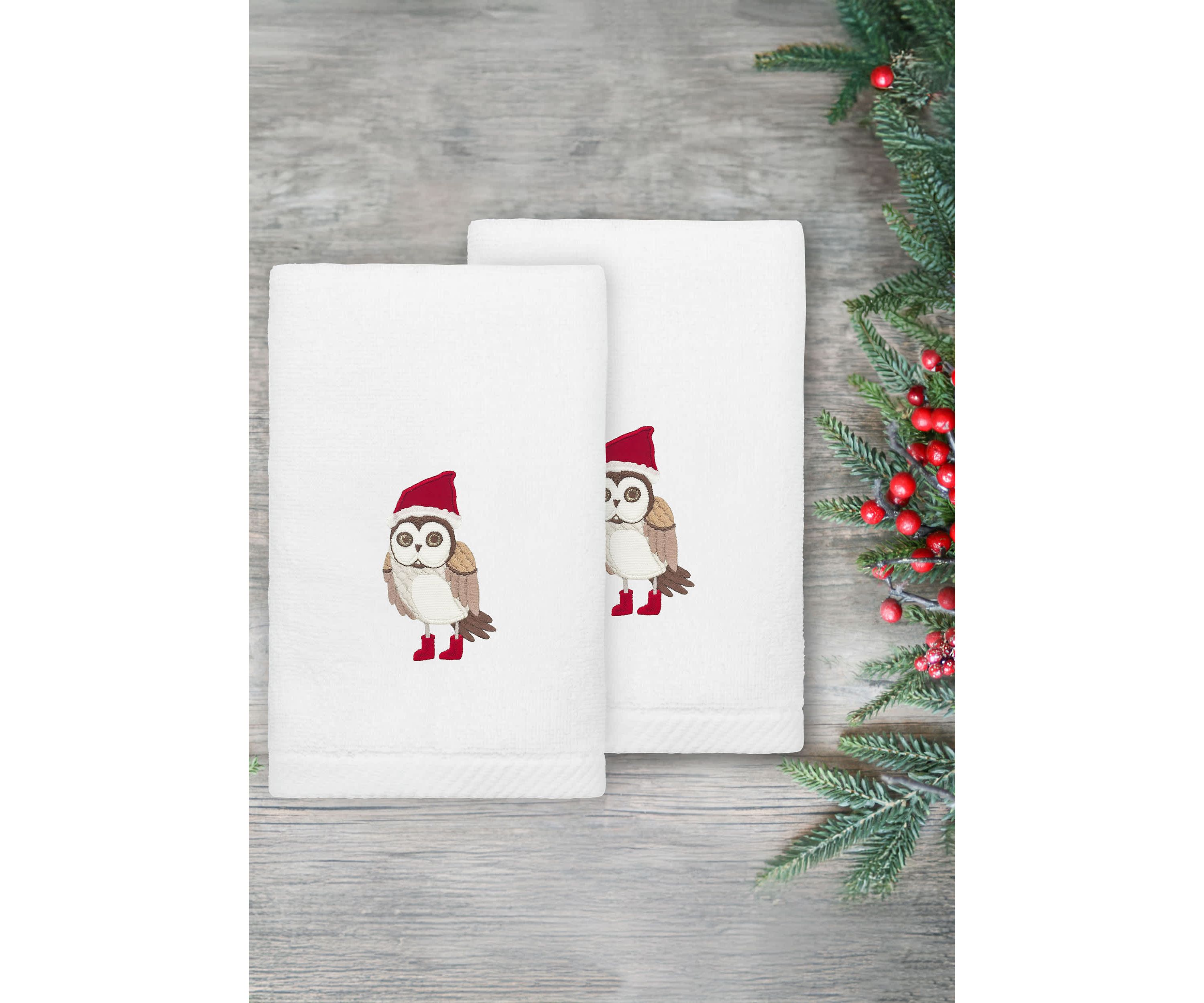 Christmas Baby Owl Hand Towels Set of 2